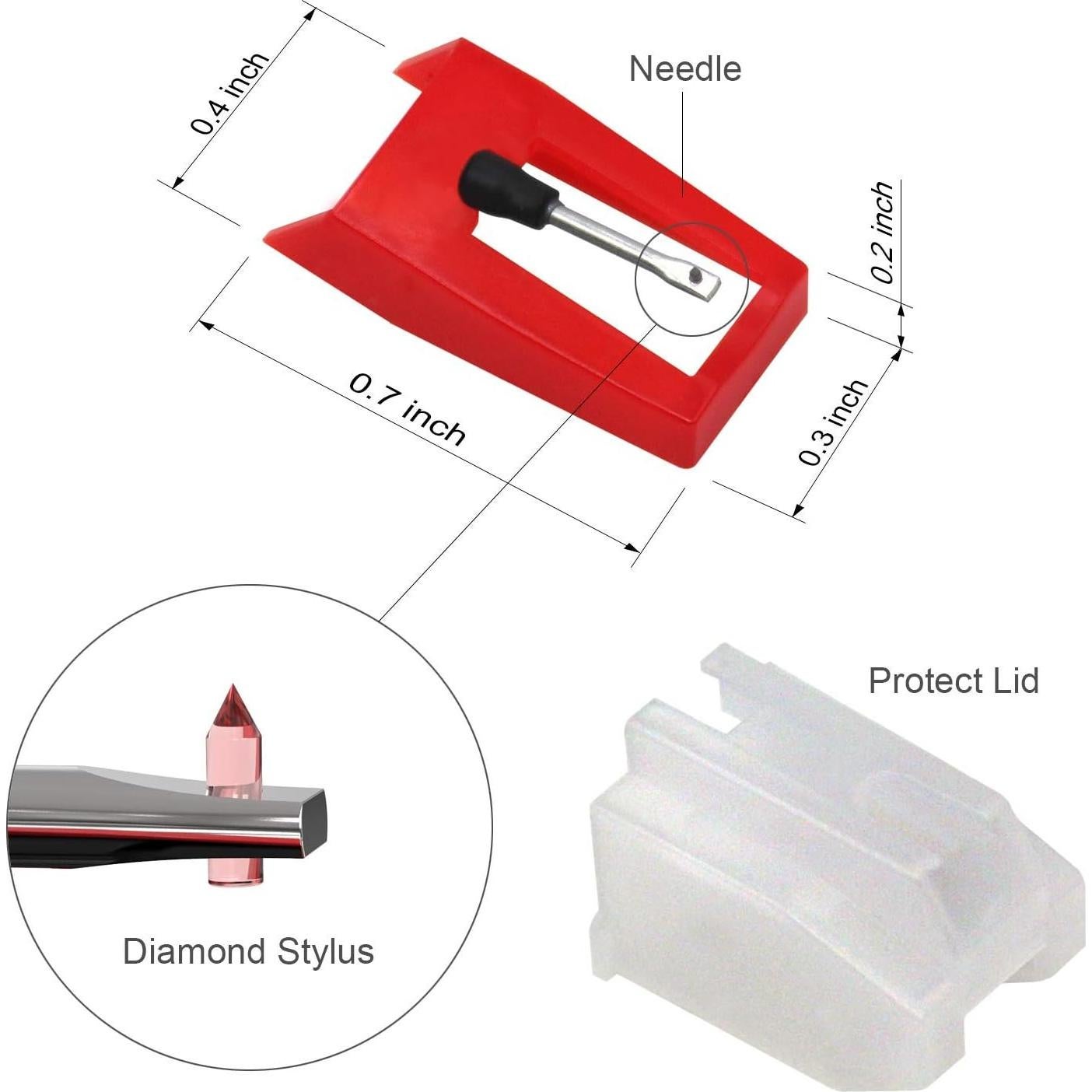 Agujas de repuesto Hadwoer para tocadiscos de vinilo LP - 2 piezas