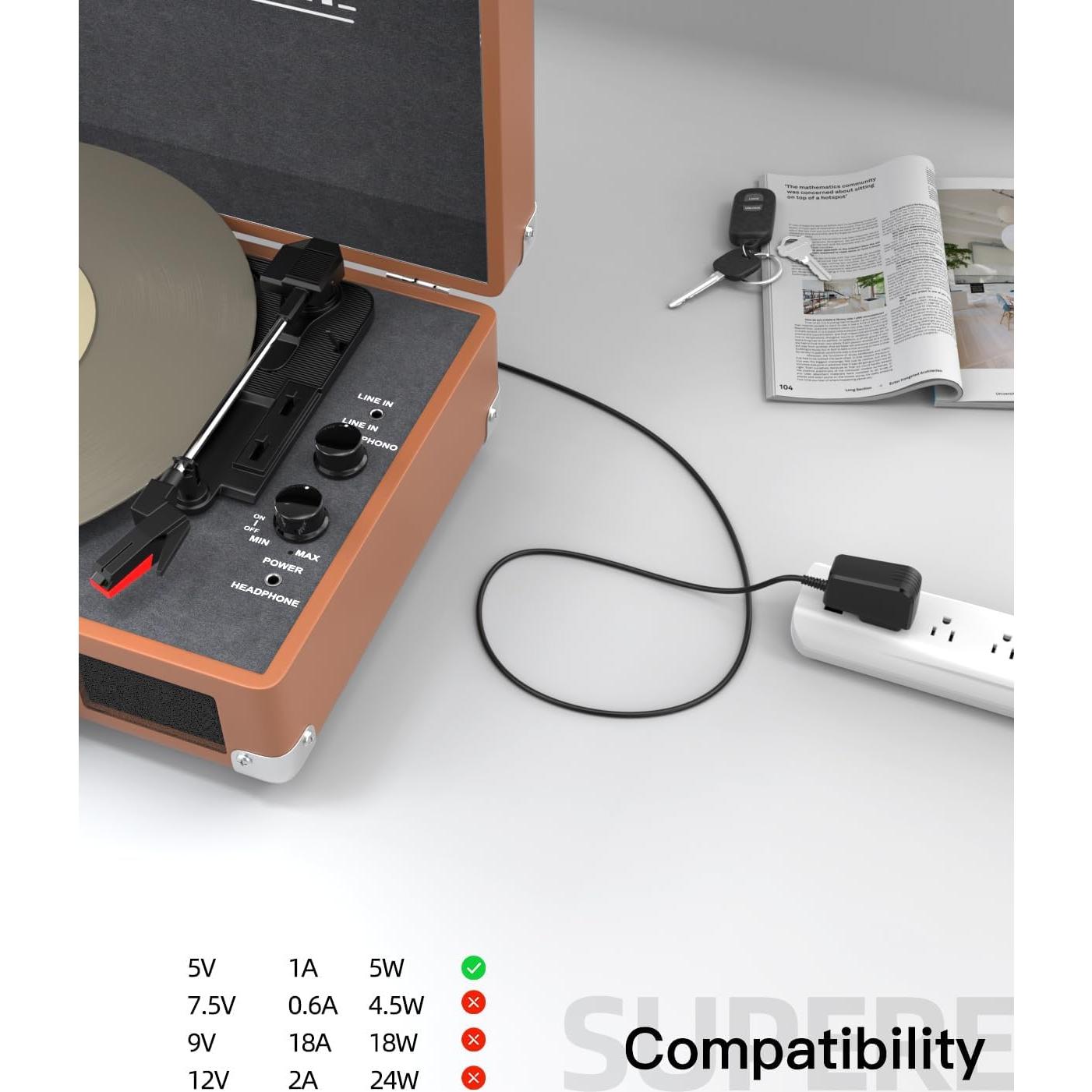 Cargador 5V 1A Superer para Tocadiscos Victrola VSC-550BT