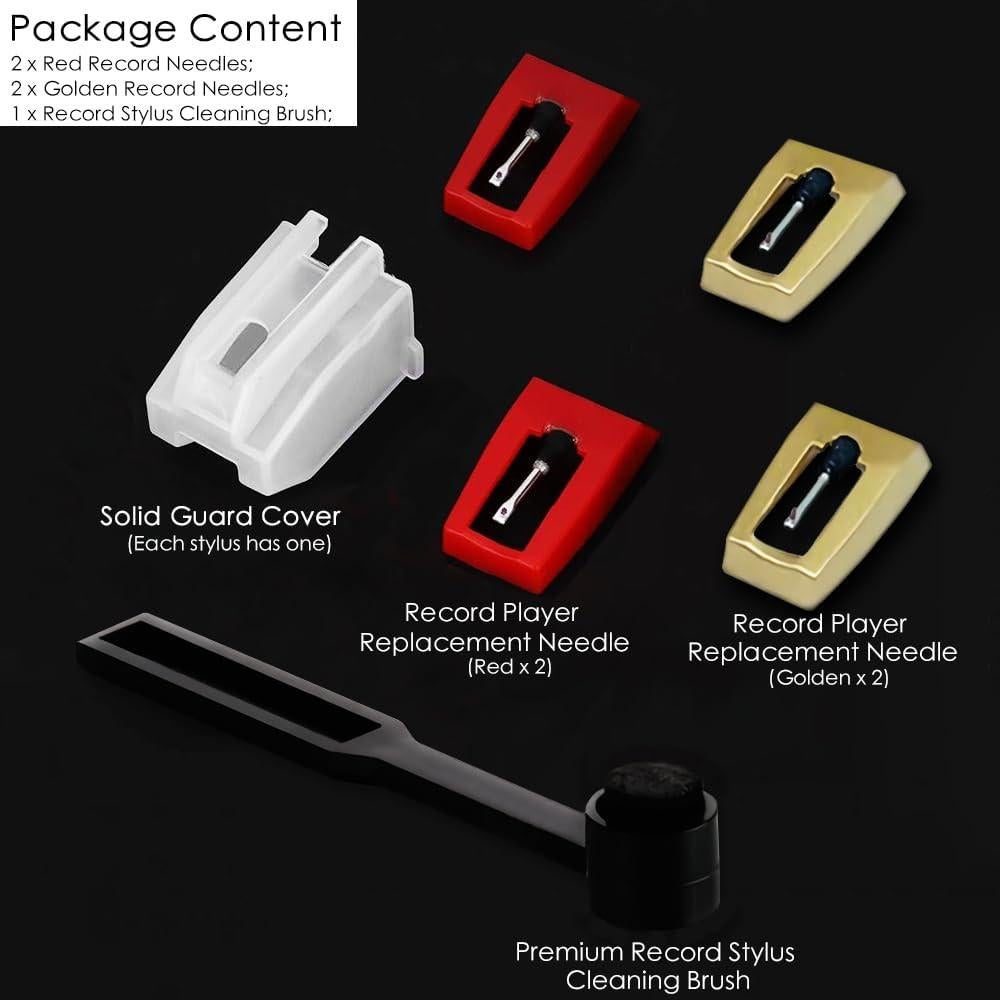 Kit de 4 Agujas para Tocadiscos + Cepillo de Limpieza