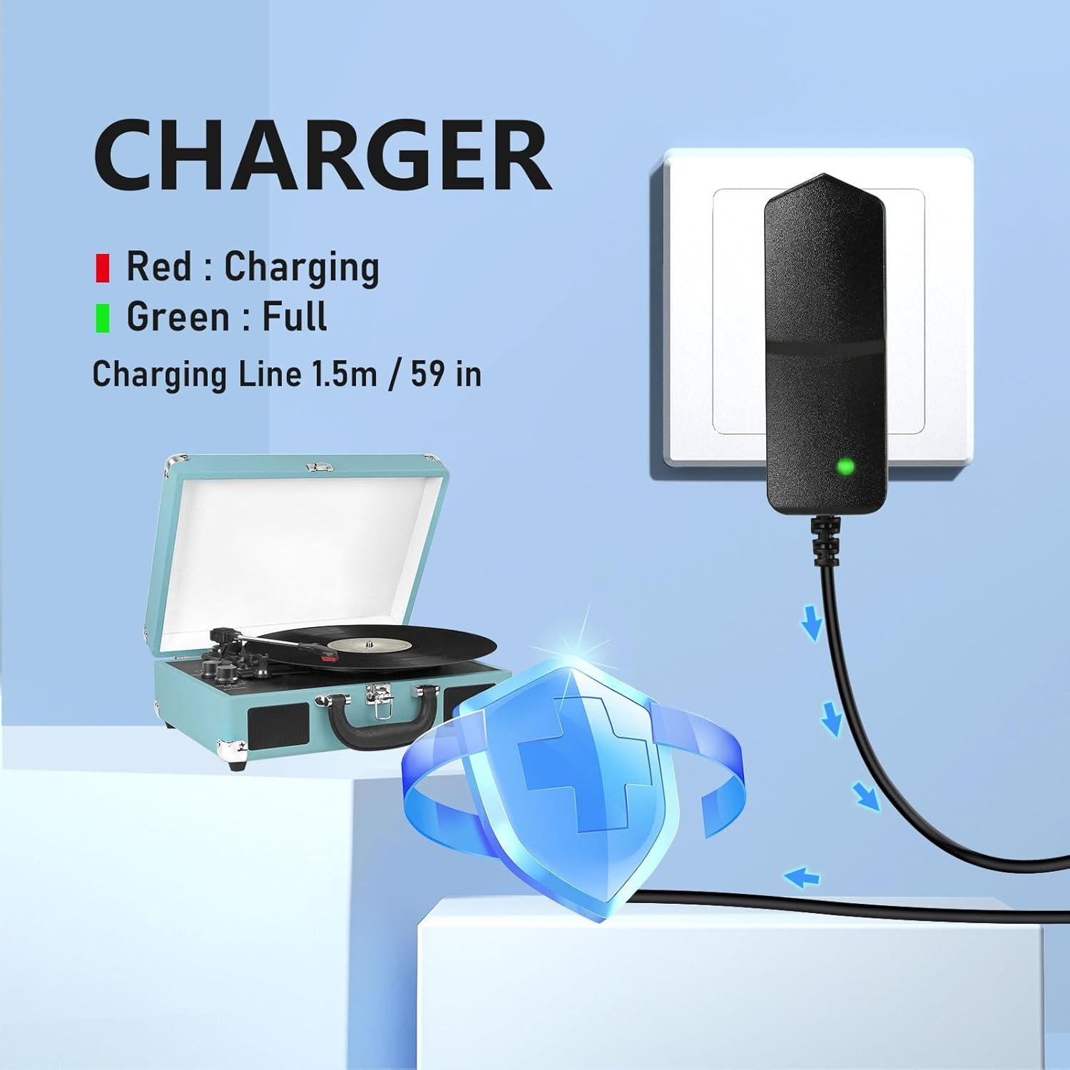 Cable de Alimentación 5V 1A 2A Bccxzm para Tocadiscos VSC-550BT