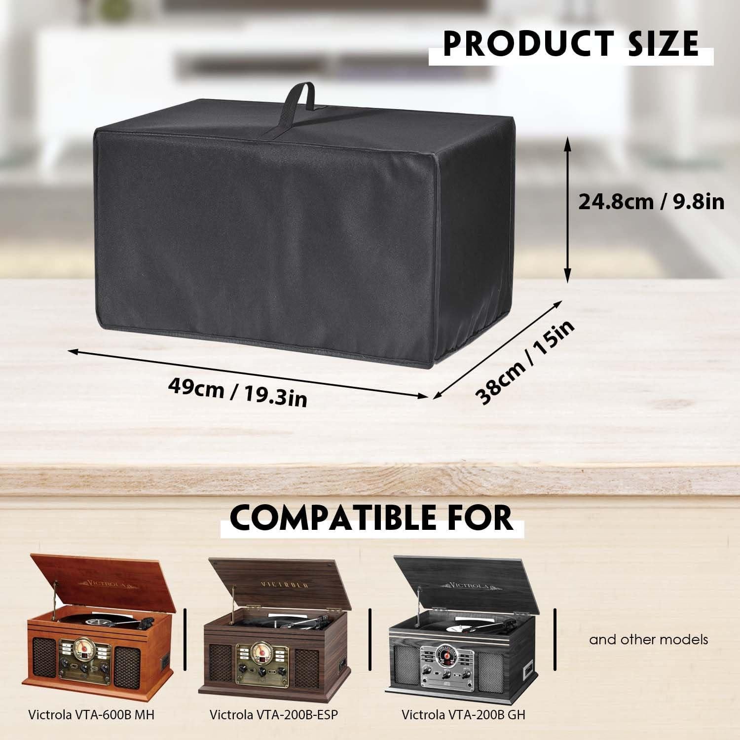 Bluetooth Record Player Dust Cover, Waterproof, Dustproof and Anti-Static 600D Nylon Material, Compatible for Victrola Nostalgic 6-in-1/8-in-1 Bluetooth Record Player & Multimedia Center