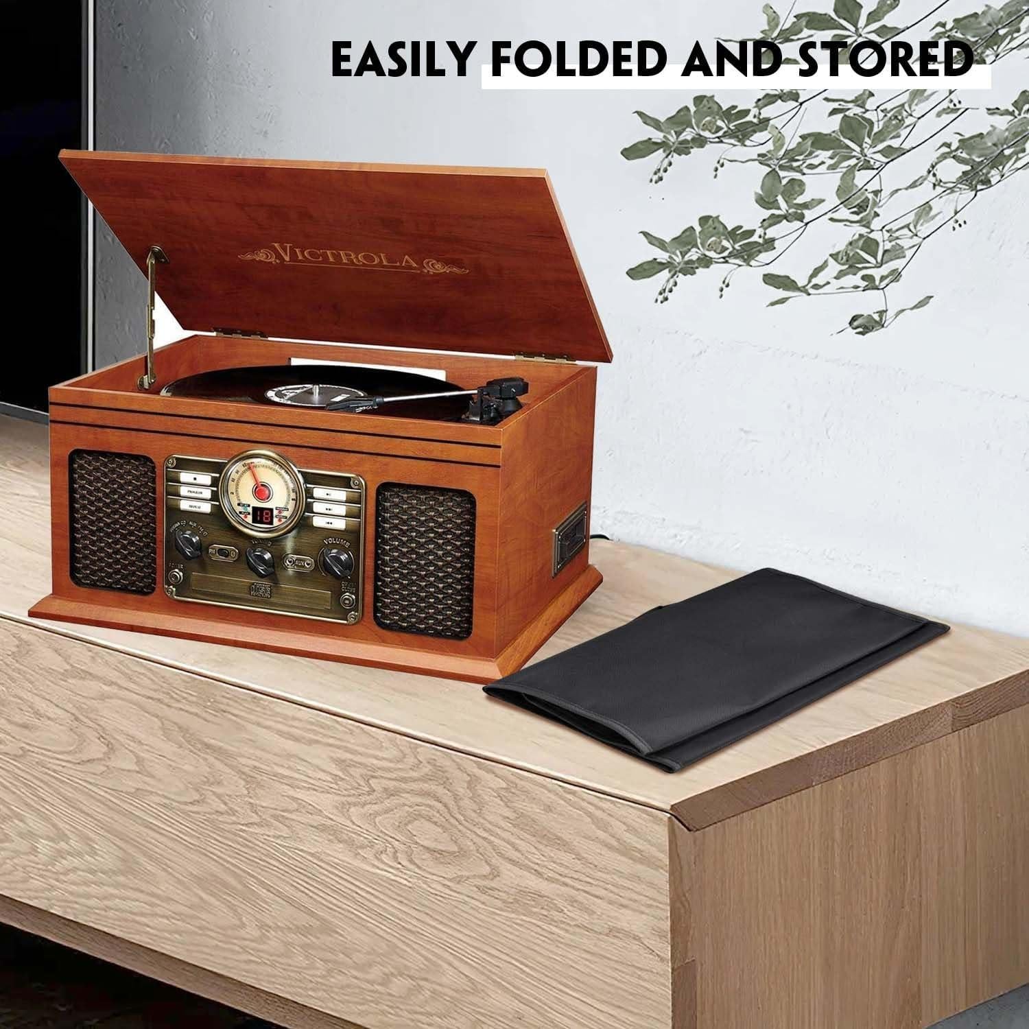 Bluetooth Record Player Dust Cover, Waterproof, Dustproof and Anti-Static 600D Nylon Material, Compatible for Victrola Nostalgic 6-in-1/8-in-1 Bluetooth Record Player & Multimedia Center