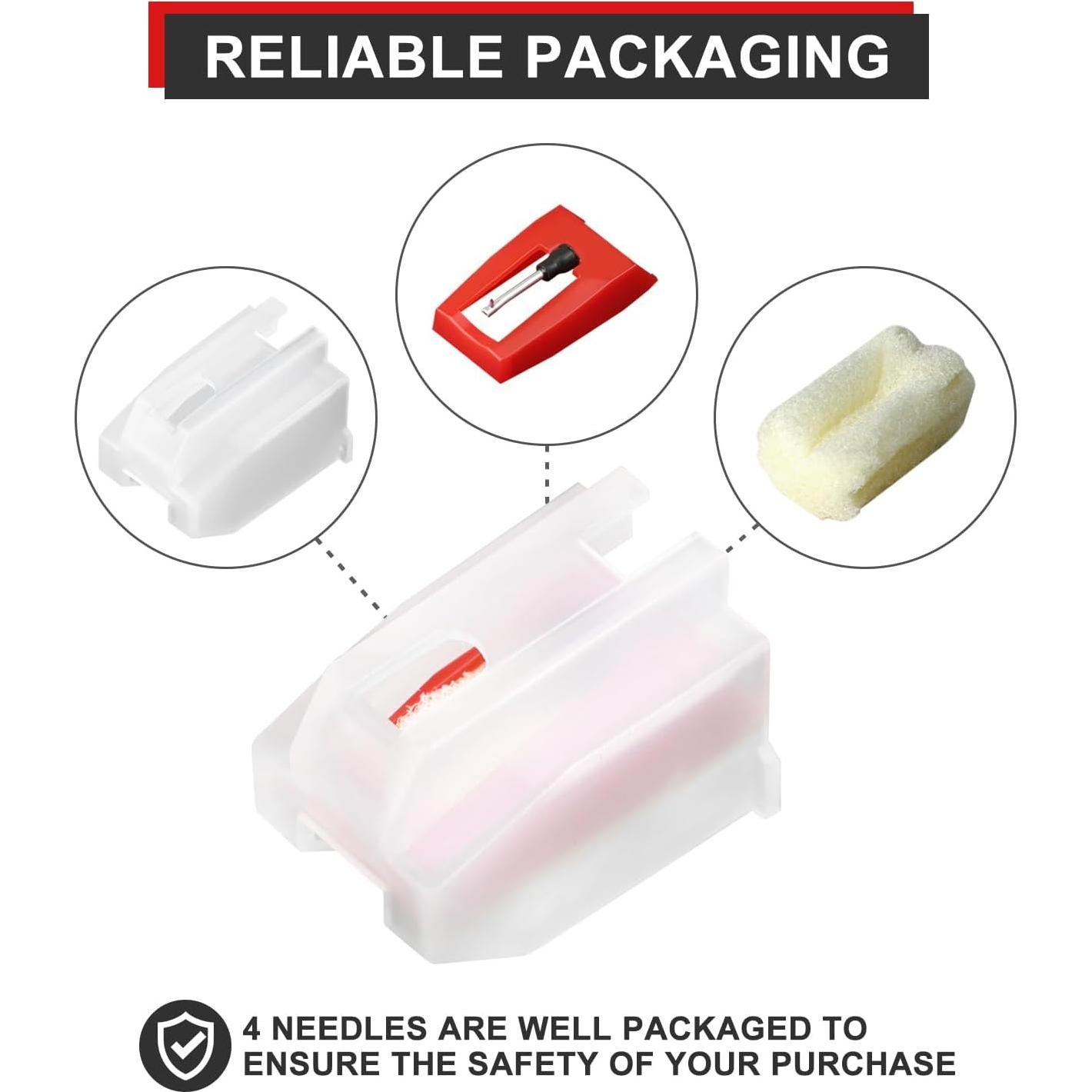 4 Agujas de Reemplazo JUKFITA para Tocadiscos Rojo