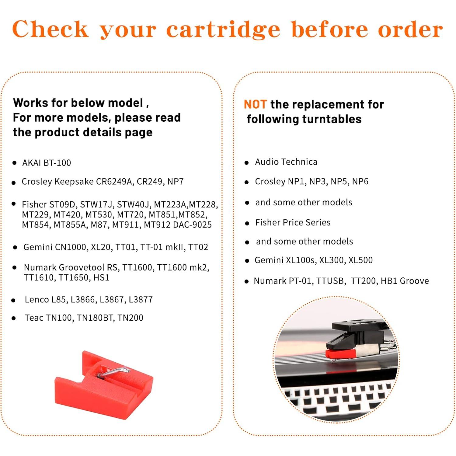 Estiló de Rubí para Tocadiscos Crosley y Otros Modelos