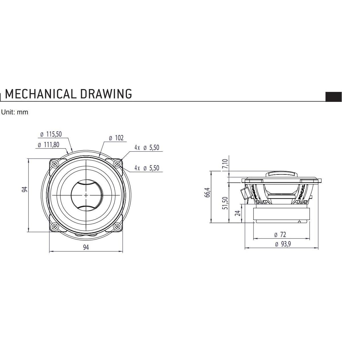 Altavoces Coaxiales Focal ACX100 4" 2 Vías Impermeables