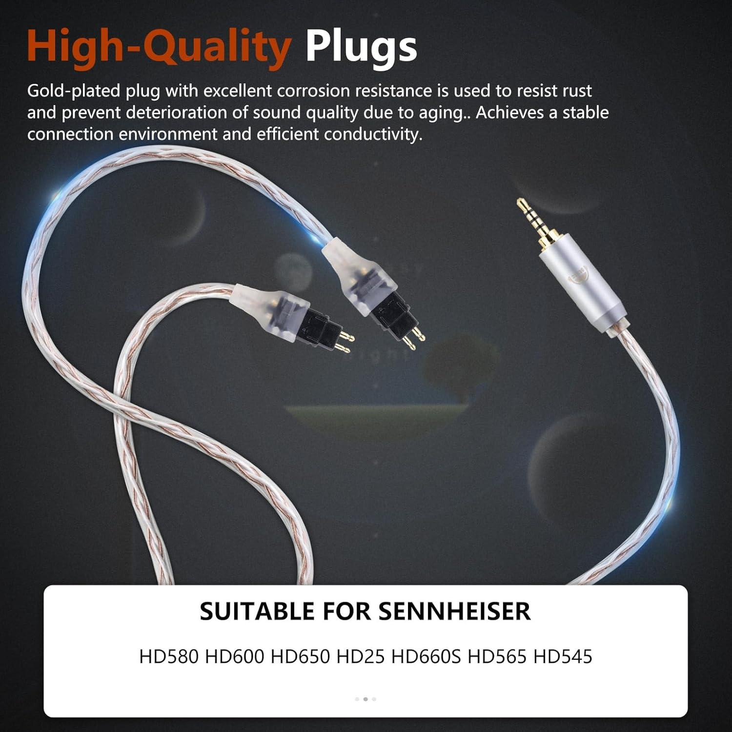 Cable de Reemplazo Mejorado OKCSC 1.5M para Auriculares Sennheiser 3.5MM