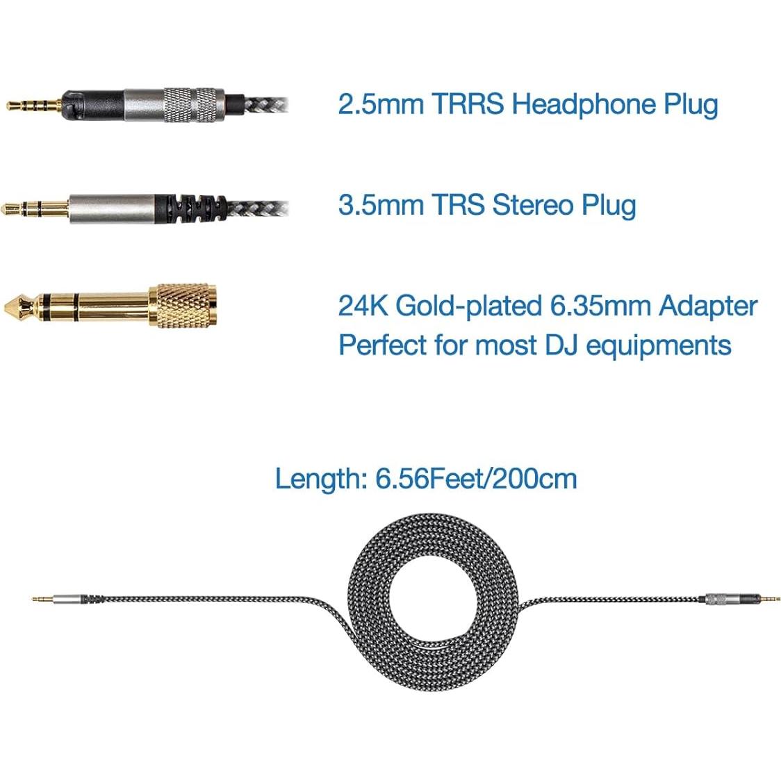 Cable de Reemplazo Voarmaks 2m para Auriculares Sennheiser