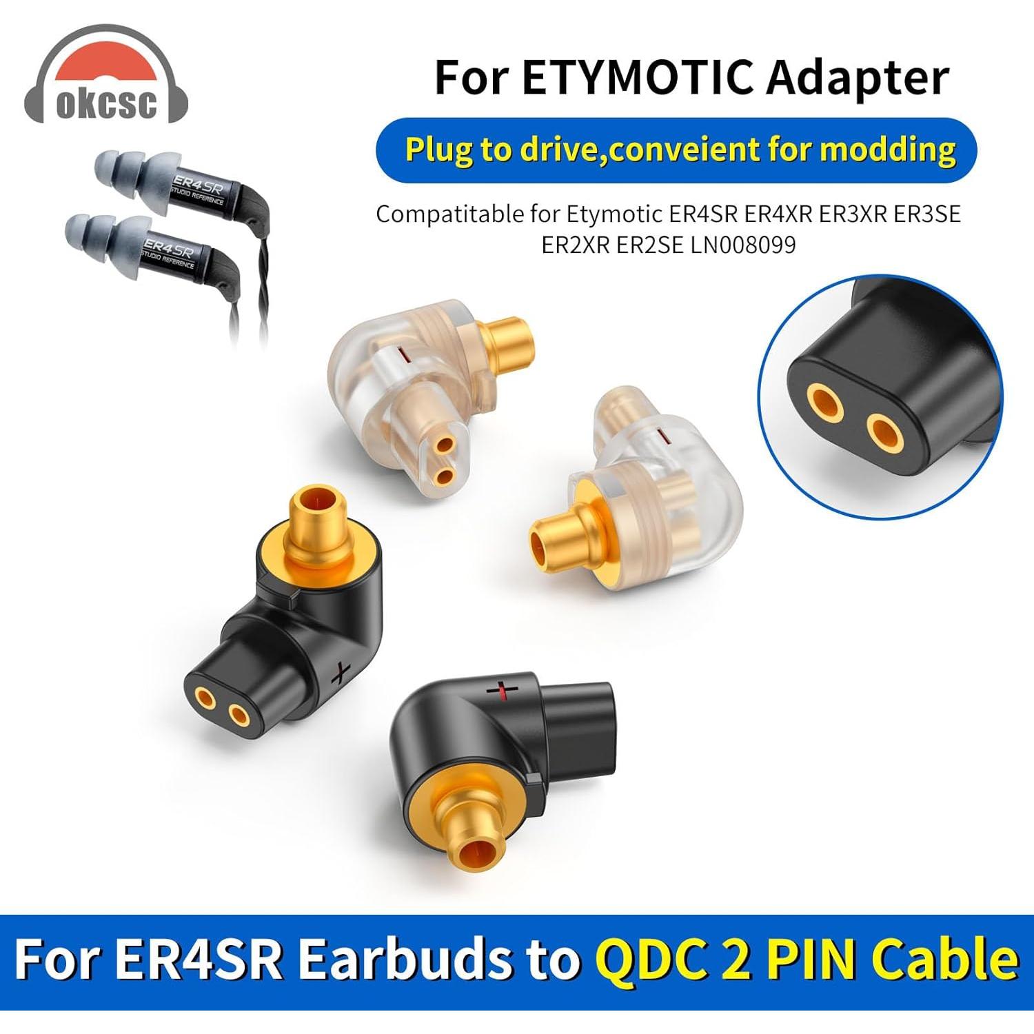 Adaptador de Auriculares OKCSC QDC 2PIN a ER4SR Masculino