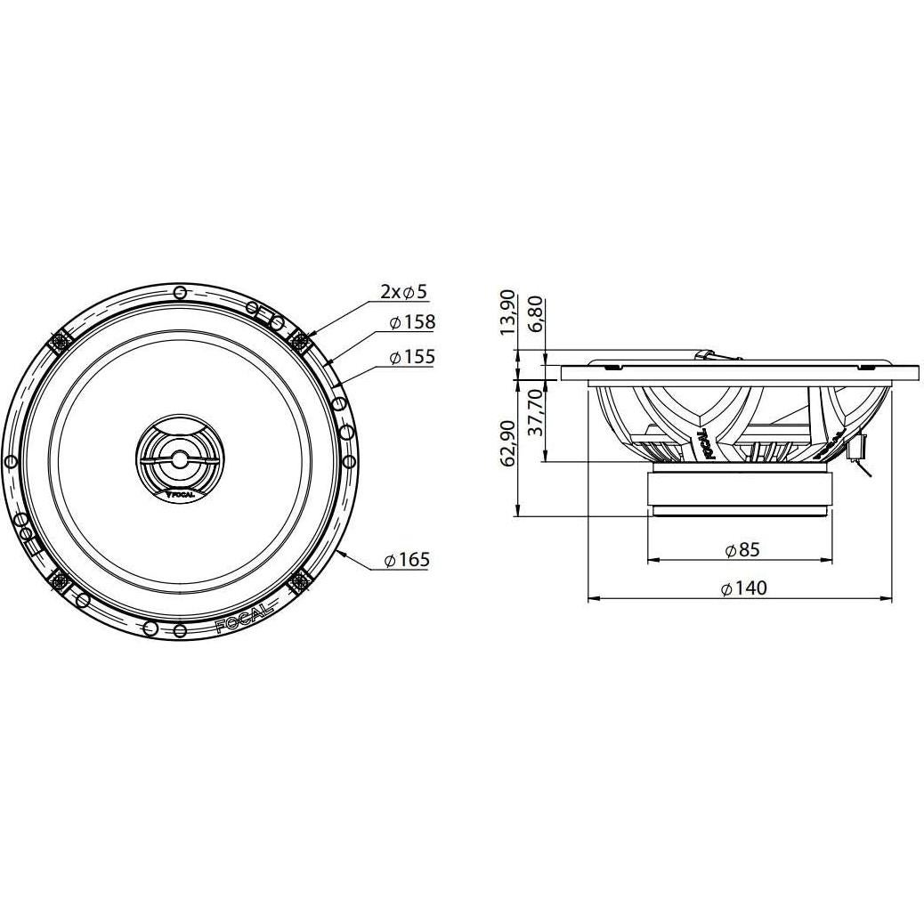 Kit Coaxial Focal 165AC 6.5" 60W para Coche