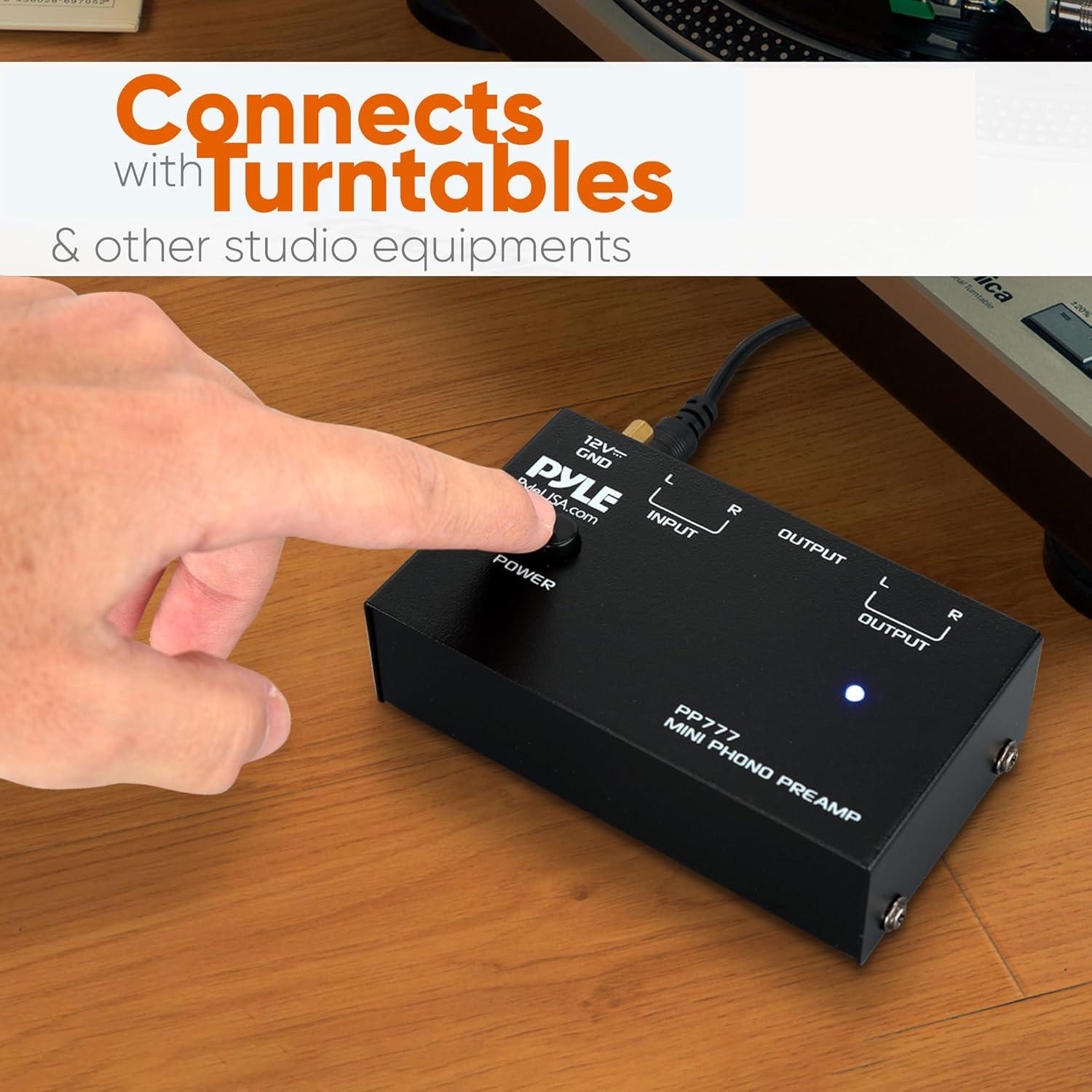 Preamplificador Estéreo Pyle PP777 para Tocadiscos RCA 12V