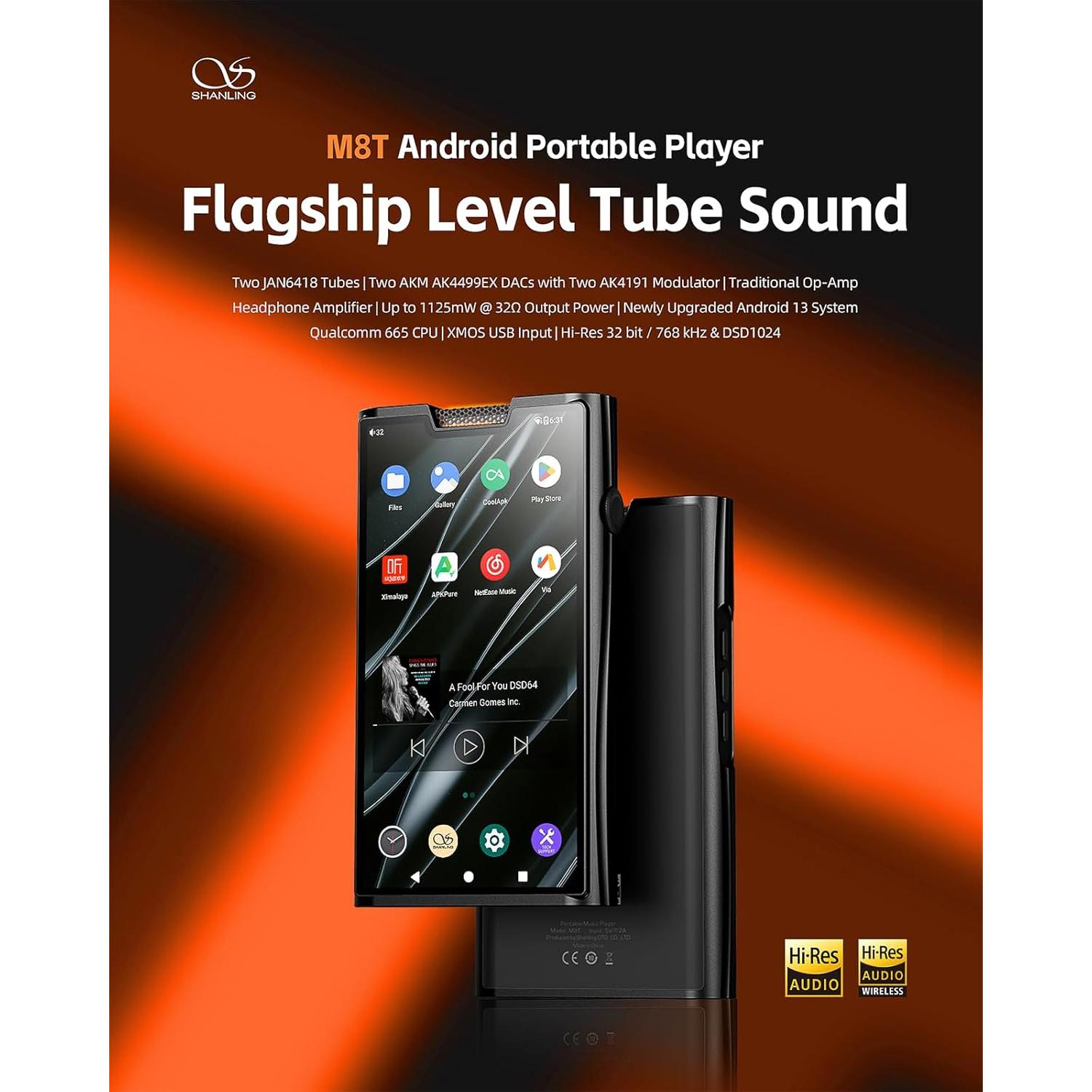 Reproductor de Audio Digital SHANLING M8T 6" 128GB Android 13