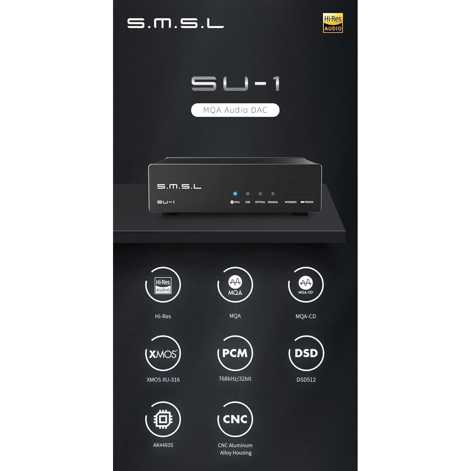 Decodificador de Audio S.M.S.L SU-1 MQA 768kHz/32Bit DSD512