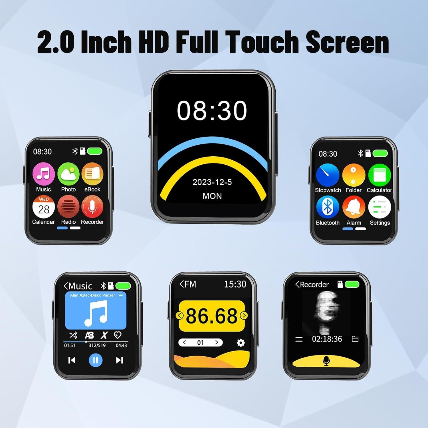 Reproductor MP3 AiMoonsa D30 128GB Bluetooth 5.3 Pantalla Táctil