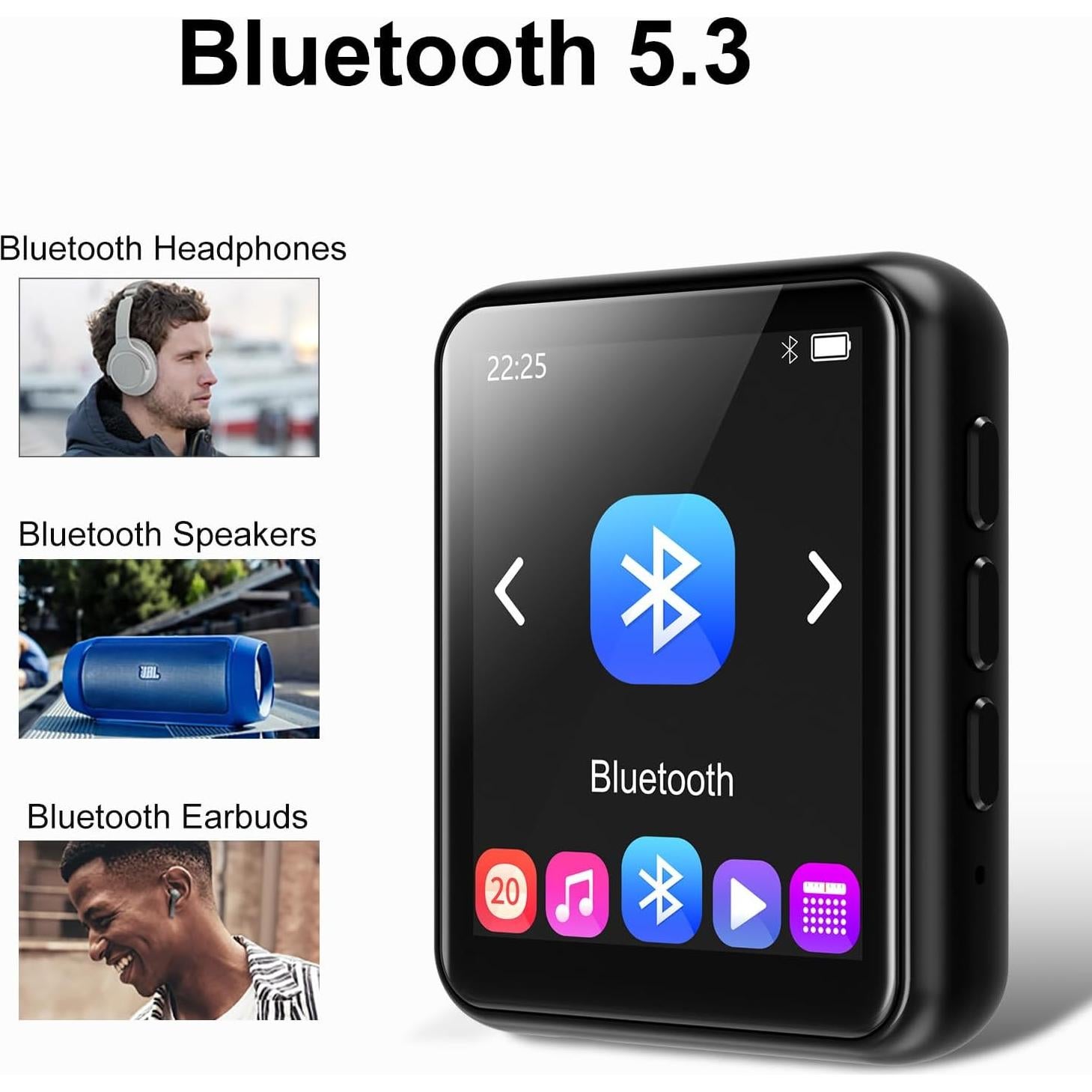 Reproductor MP3 JOLIKE M5 64GB Bluetooth 5.3 Pantalla Táctil