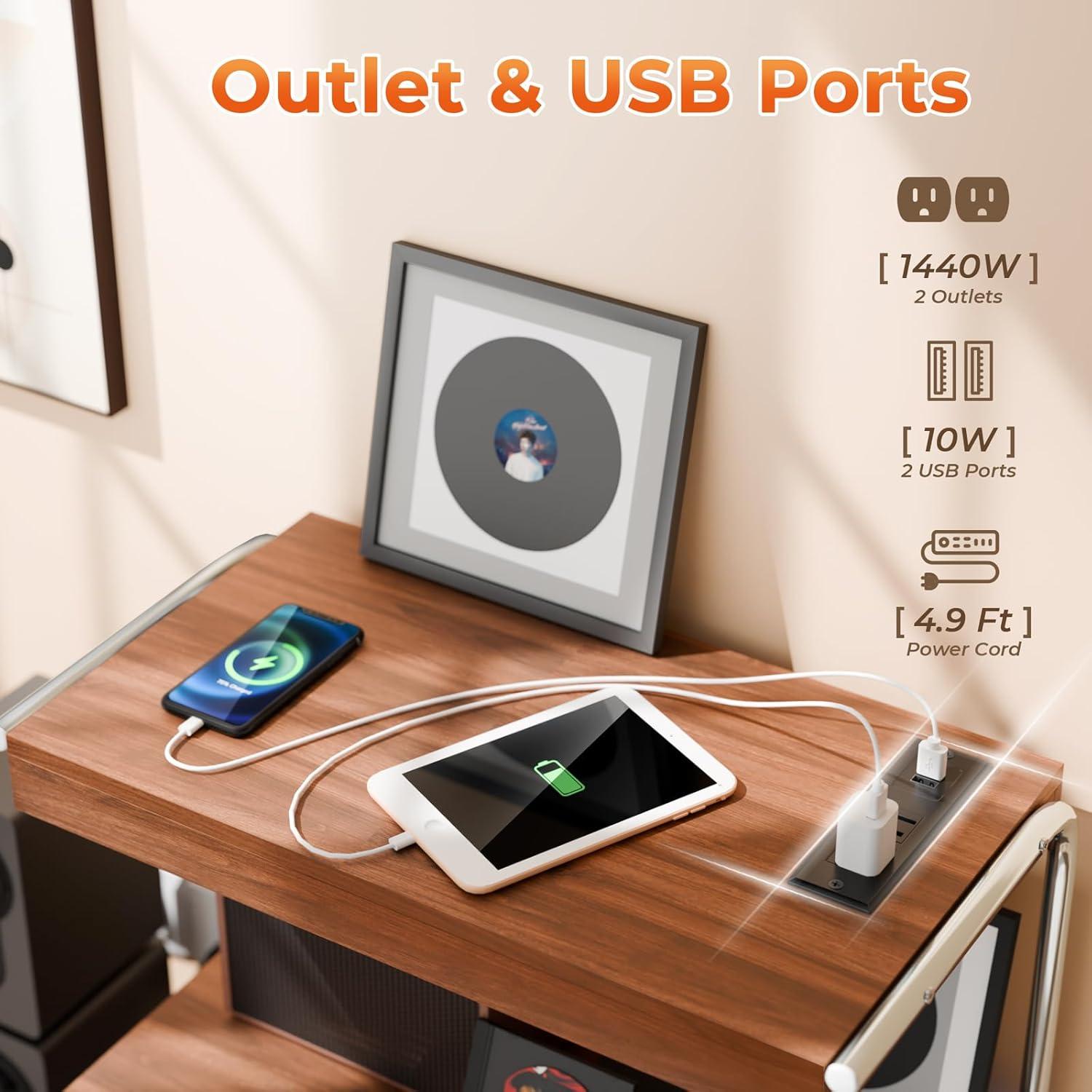 Soporte para Tocadiscos MULEJYBO con Luz LED y Ruedas