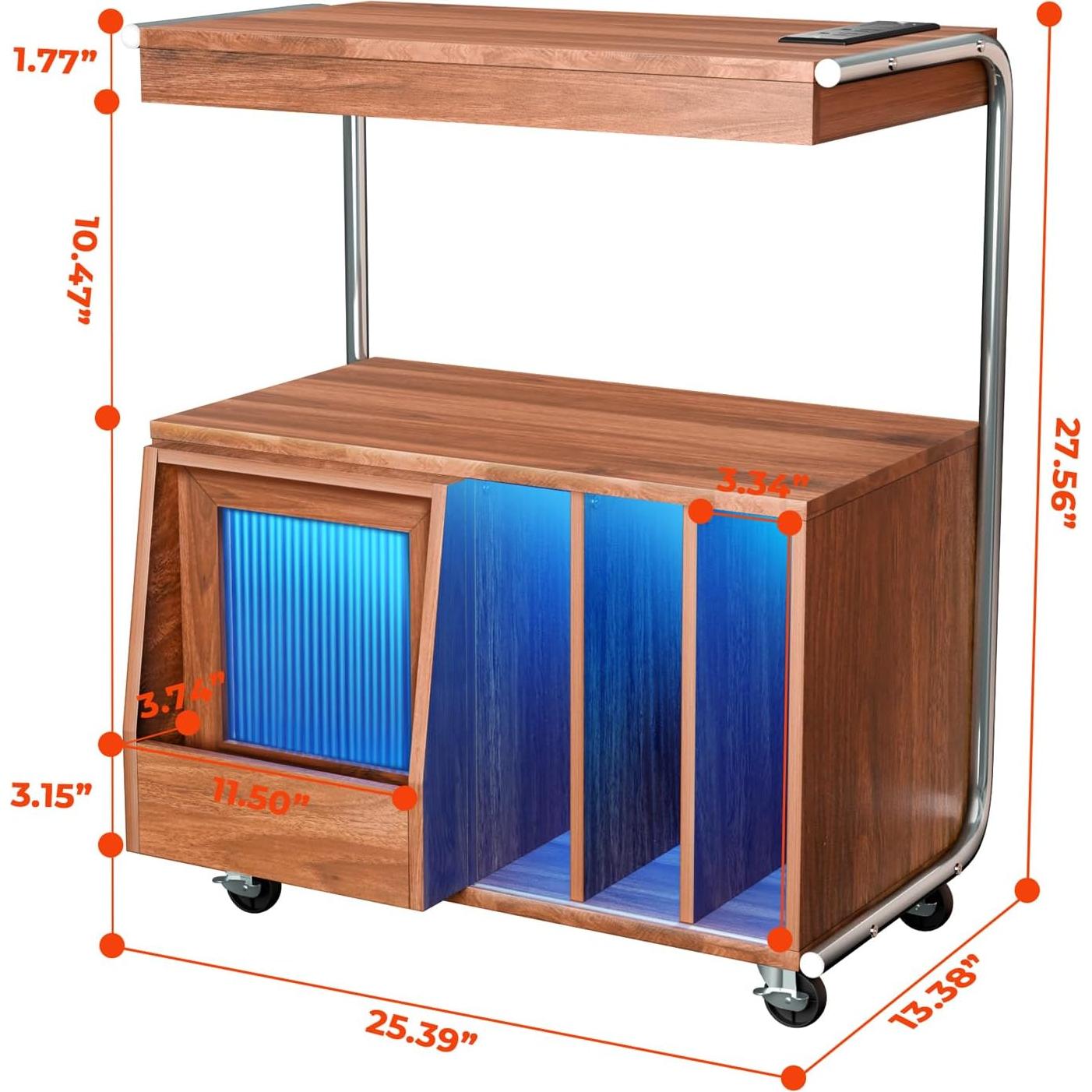 Soporte para Tocadiscos MULEJYBO con Luz LED y Ruedas