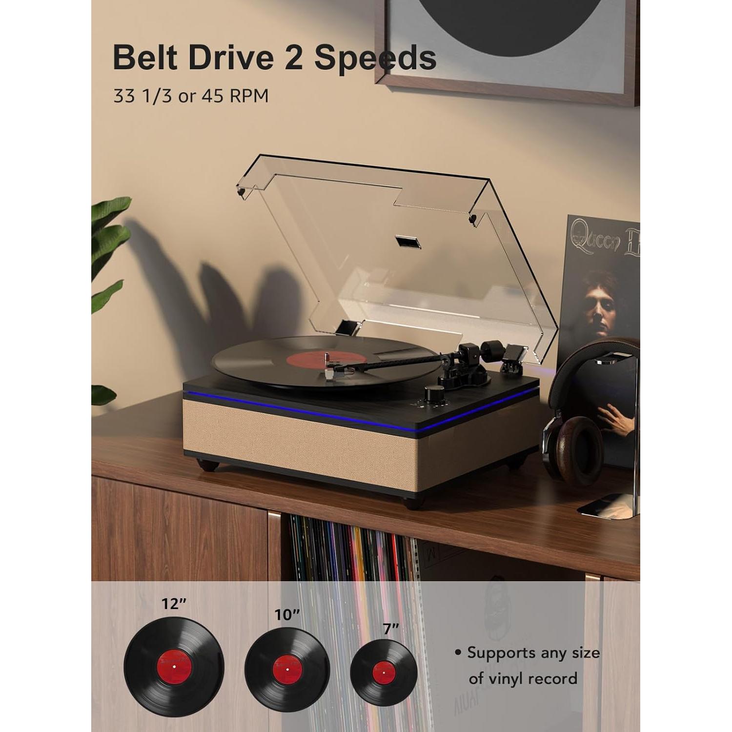 Reproductor de Vinilo RetroAudio con Bluetooth y Altavoces Integrados