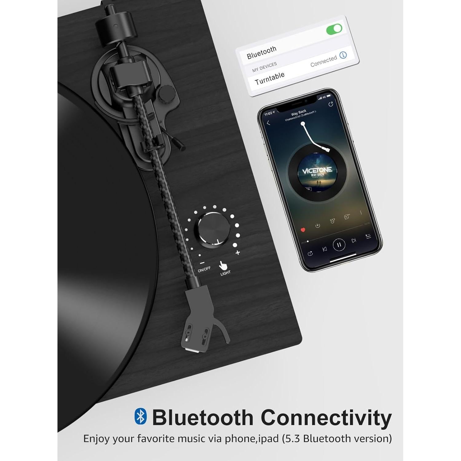 Reproductor de Vinilo RetroAudio con Bluetooth y Altavoces Integrados