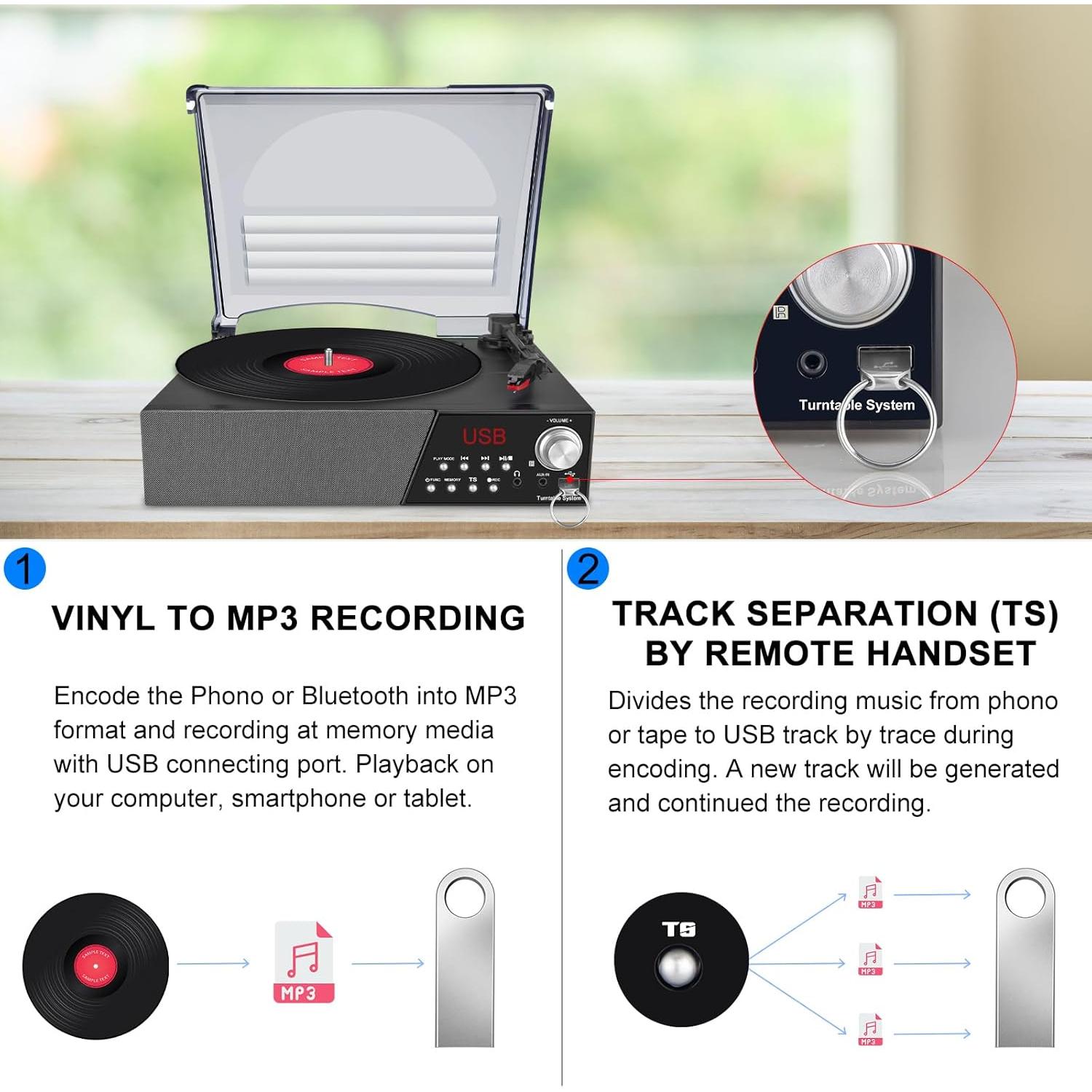 Tocadiscos LUXSWAY DY-1852E Negro Bluetooth 3 Velocidades