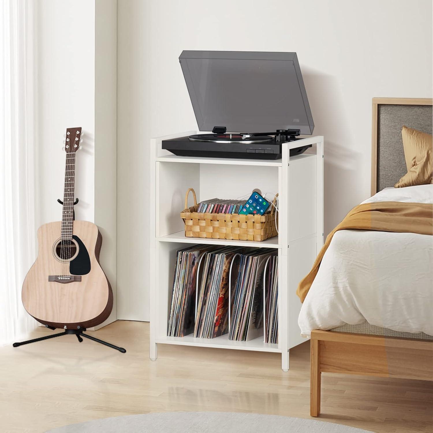 Soporte para Tocadiscos YAHARBO Blanco 3 Estantes 180 Discos