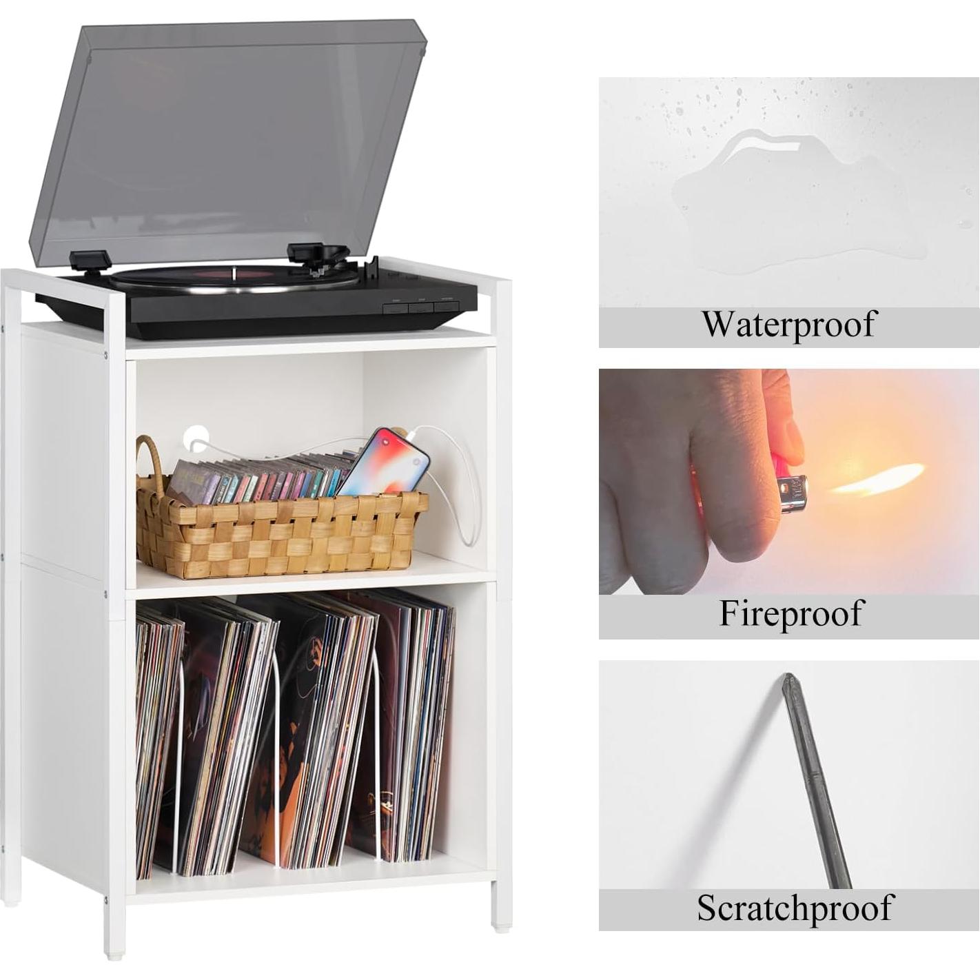 Soporte para Tocadiscos YAHARBO Blanco 3 Estantes 180 Discos