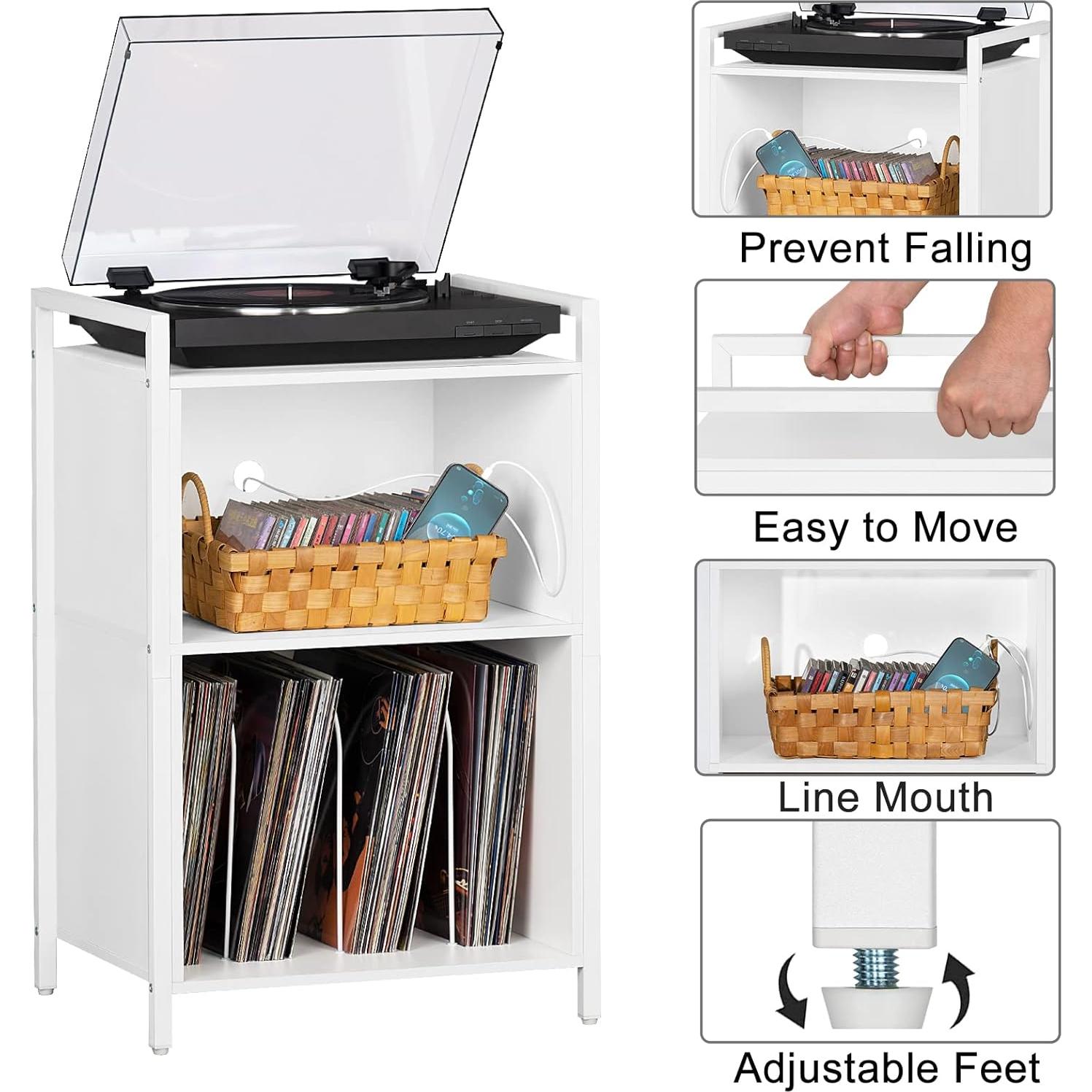 Soporte para Tocadiscos YAHARBO Blanco 3 Estantes 180 Discos