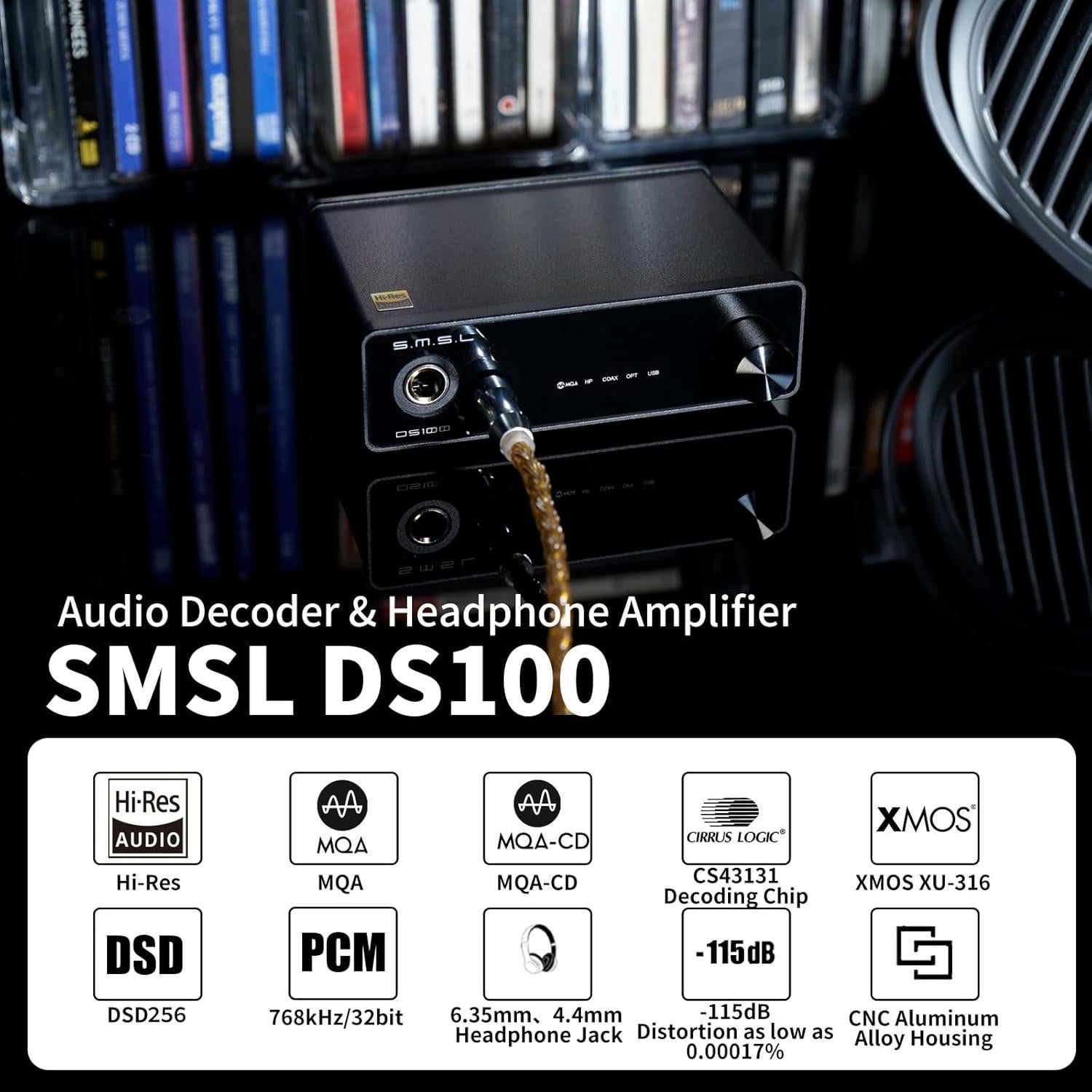 DAC USB MQA S.M.S.L DS100 con amplificador de auriculares