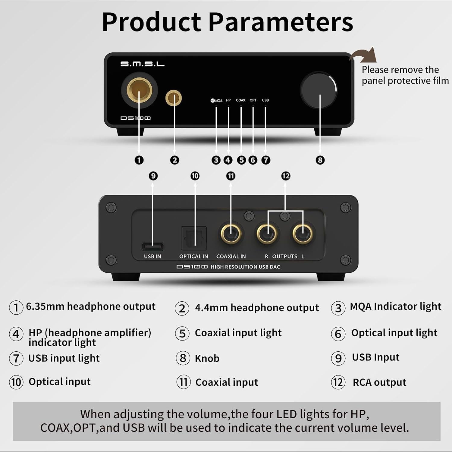 DAC USB MQA S.M.S.L DS100 con amplificador de auriculares