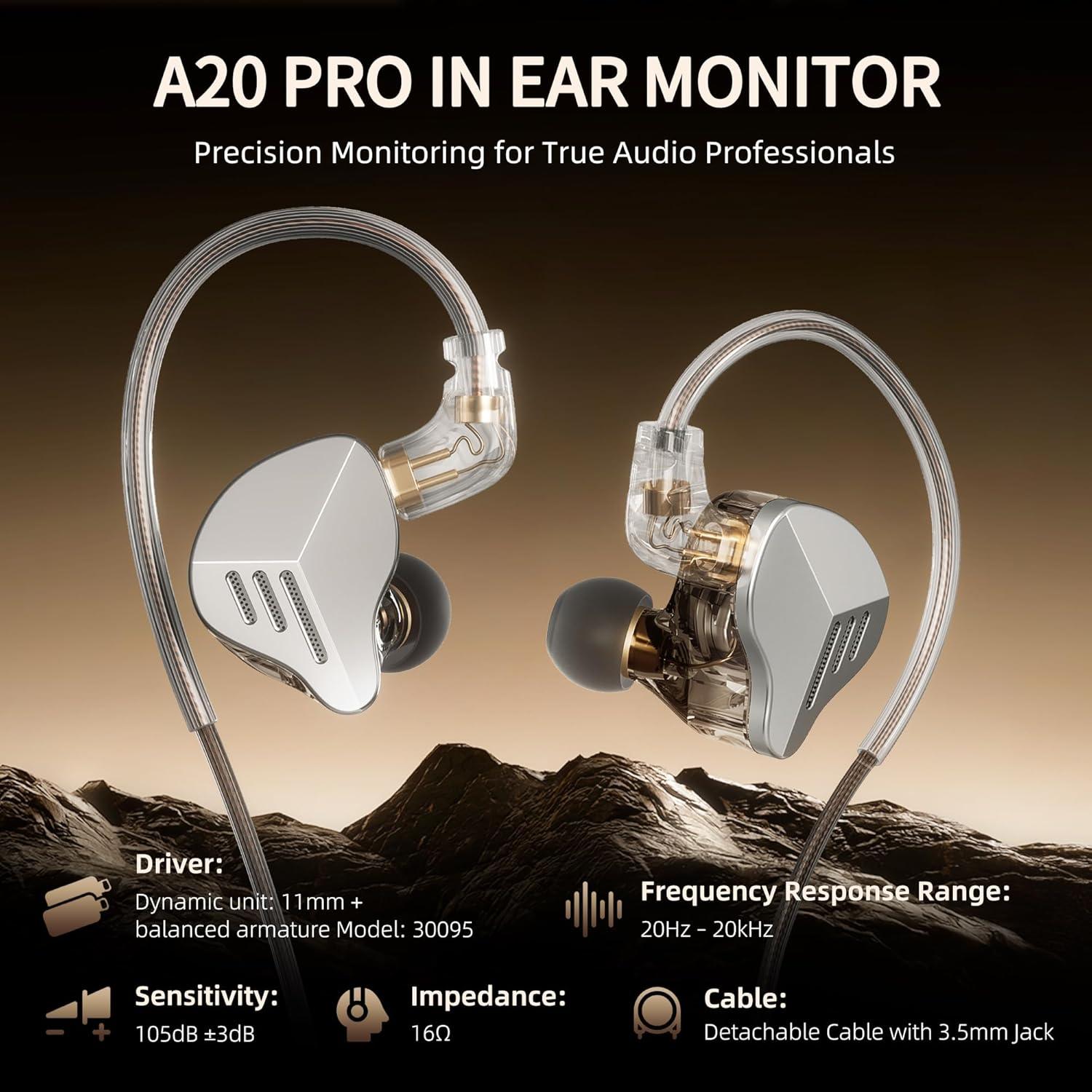 Auriculares In-Ear HIFI WALKER A20 Pro 1BA+1DD HiFi 67.8g