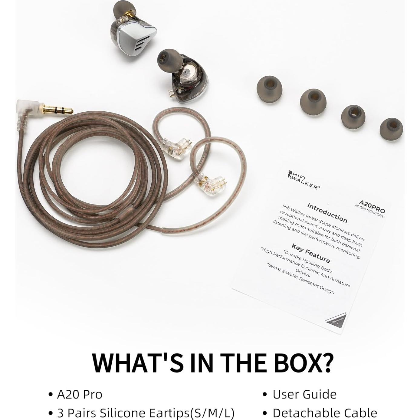 Auriculares In-Ear HIFI WALKER A20 Pro 1BA+1DD HiFi 67.8g