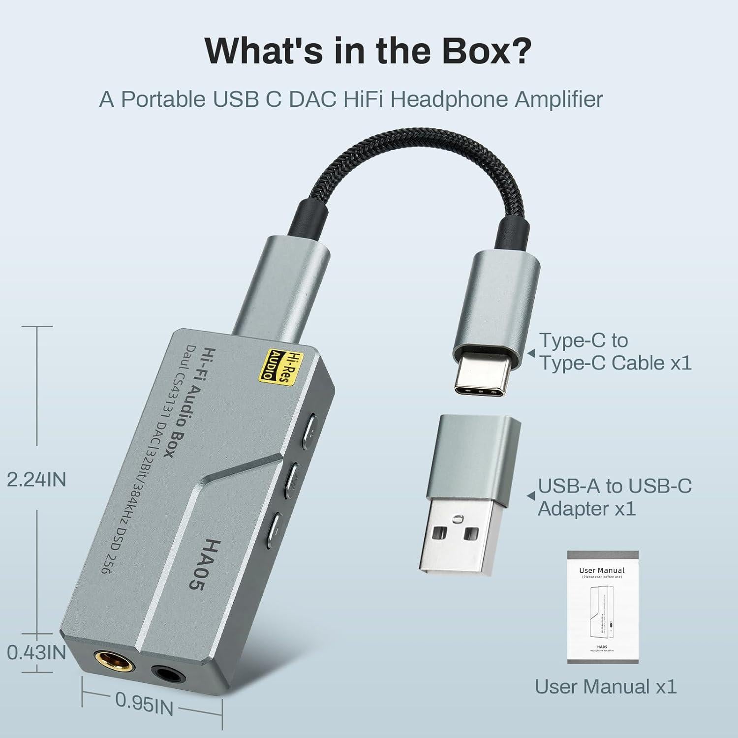 Amplificador DAC USB C EYTSE HA05 Portátil HiFi 32Bit/384kHz