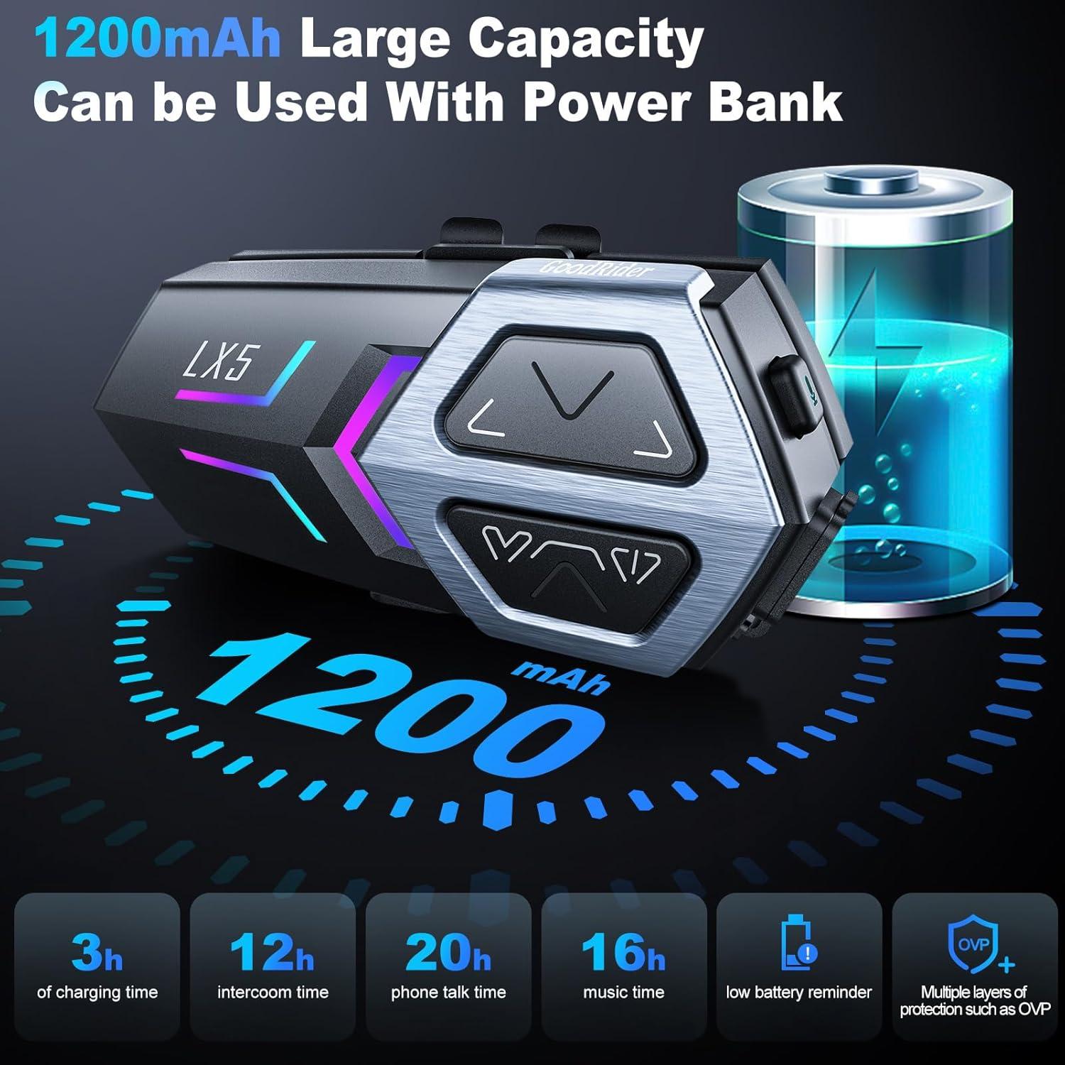 Auriculares Bluetooth BTQILEYOO LX5 con Intercomunicador 2 Pack