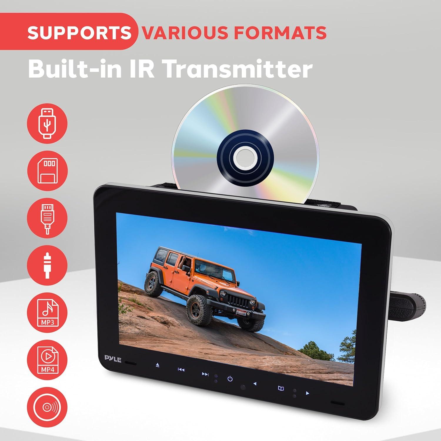 Monitor de Reposacabezas Pyle 9.4" DVD HDMI Negro