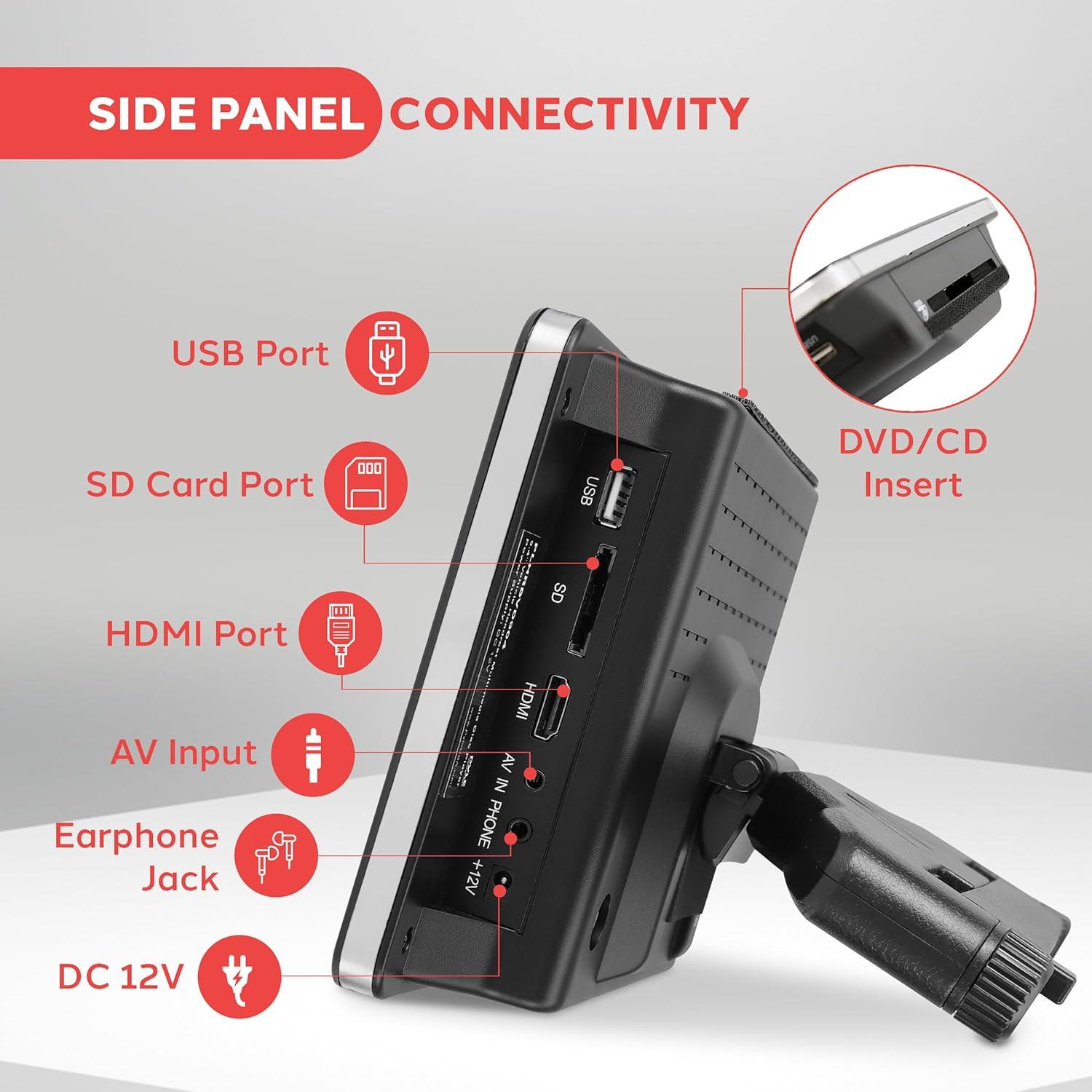 Monitor de Reposacabezas Pyle 9.4" DVD HDMI Negro