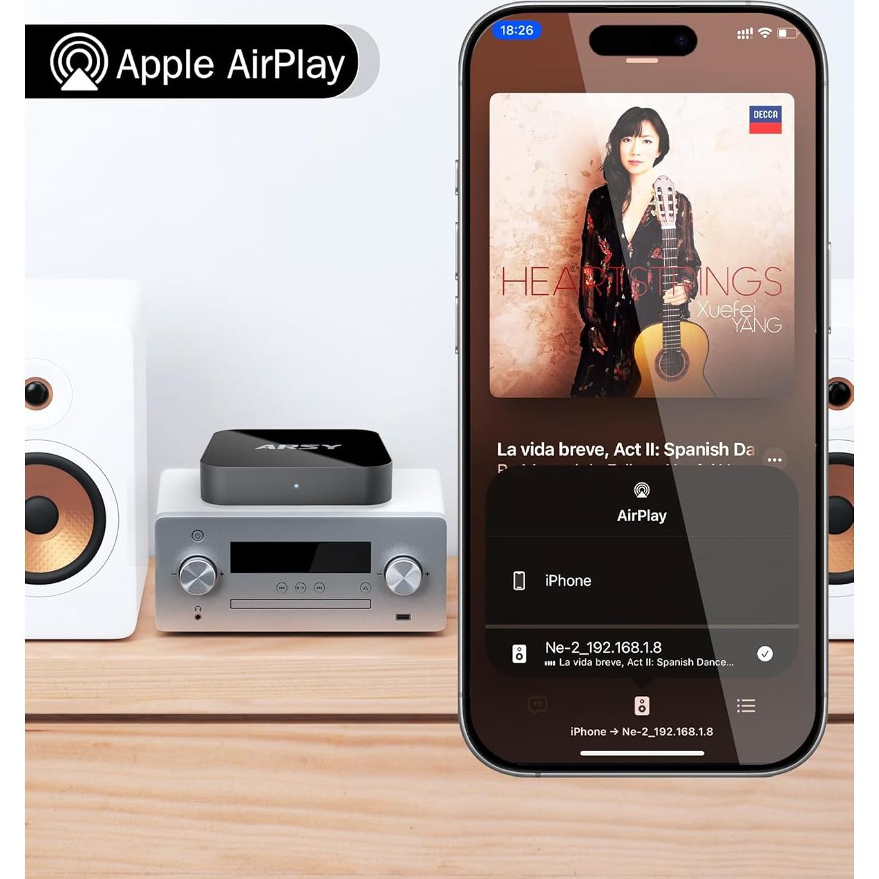 Receptor de Música Streaming ARSY Ne-2 Hi-Res Airplay 2