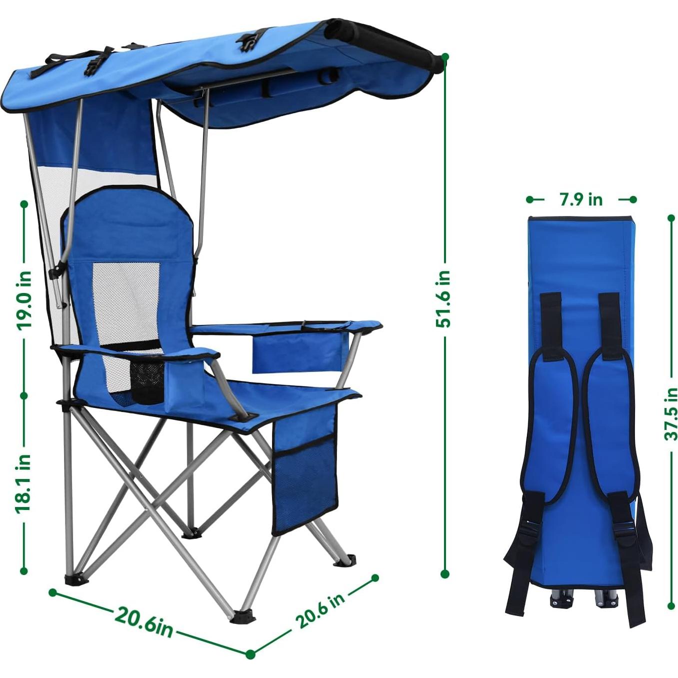 Silla de Camping PLKO AX31788-88 Plegable con Dosel y Portavasos