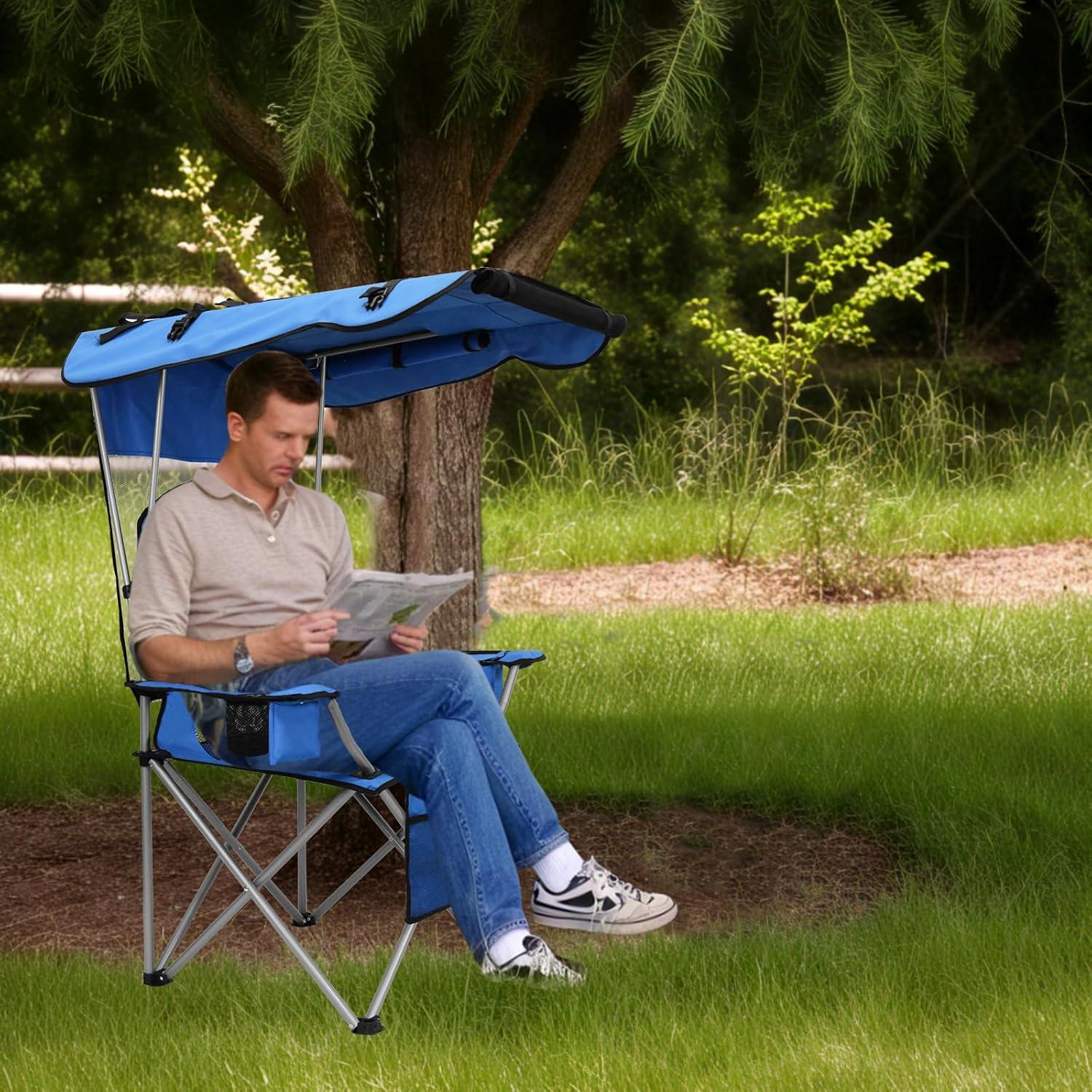 Silla de Camping PLKO AX31788-88 Plegable con Dosel y Portavasos