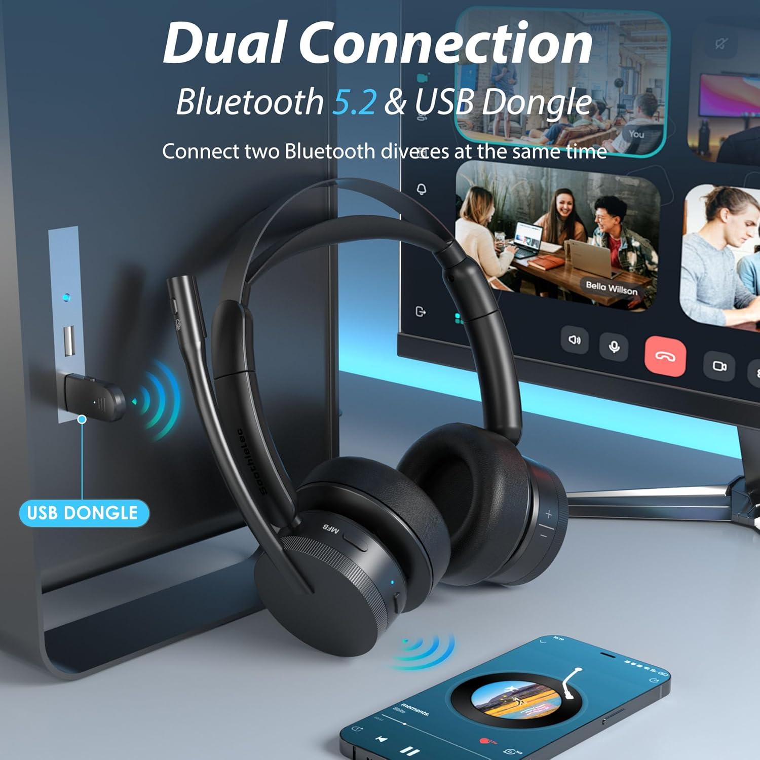 Auricular Inalámbrico Soothielec KH156M con Micrófono y Cancelación de Ruido