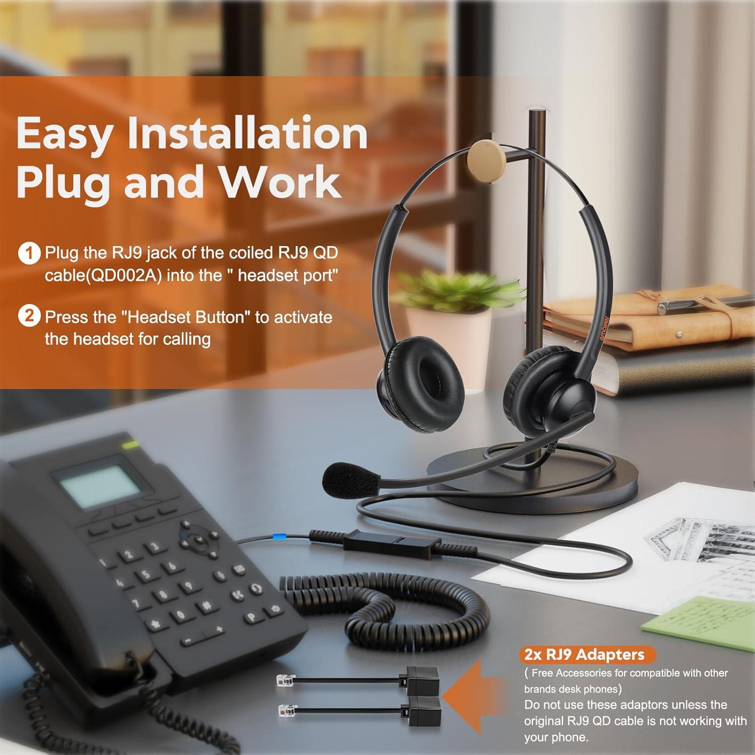 Auricular con cable RJ9 Emaiker EMK500DQDA para Teléfonos IP