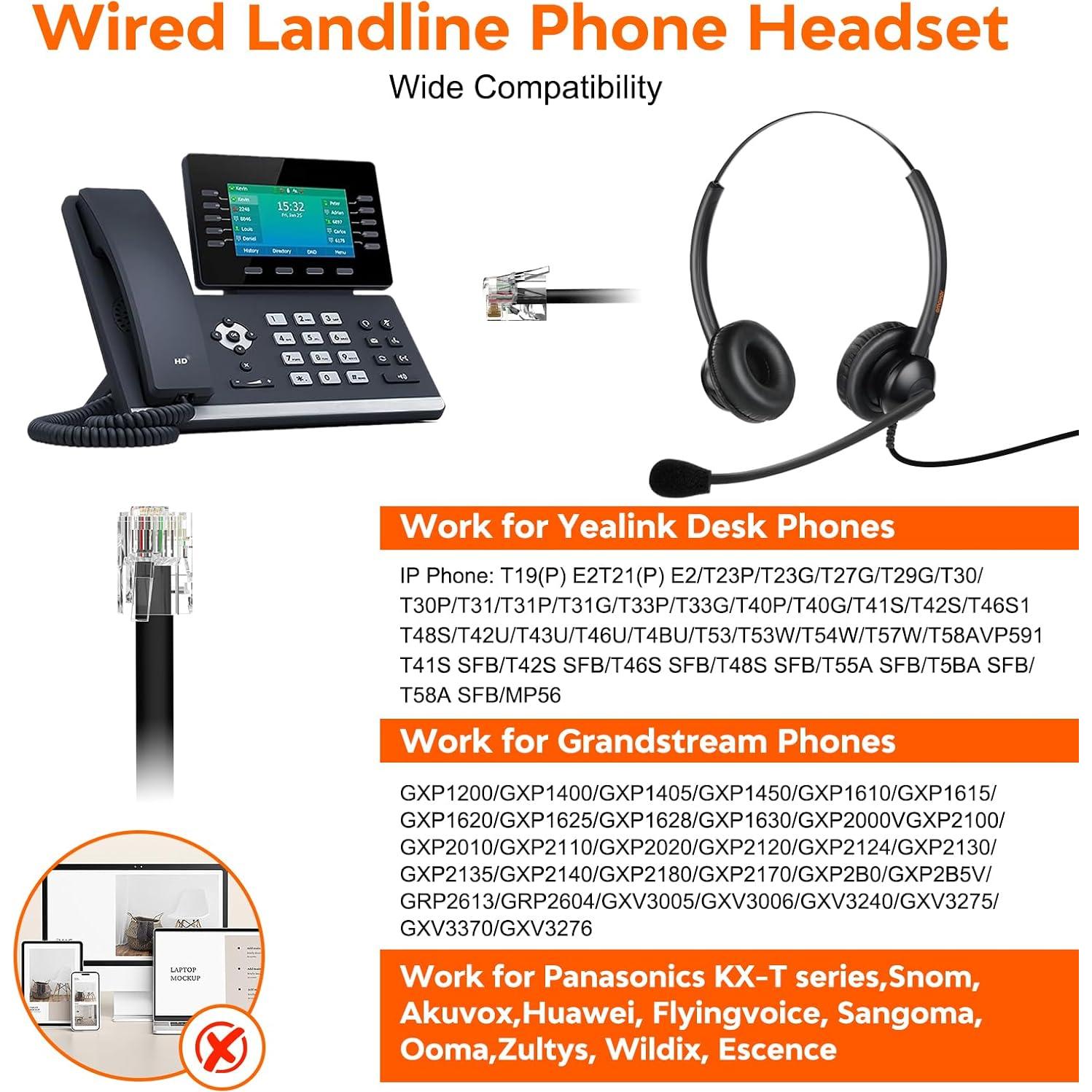 Auricular con cable RJ9 Emaiker EMK500DQDA para Teléfonos IP