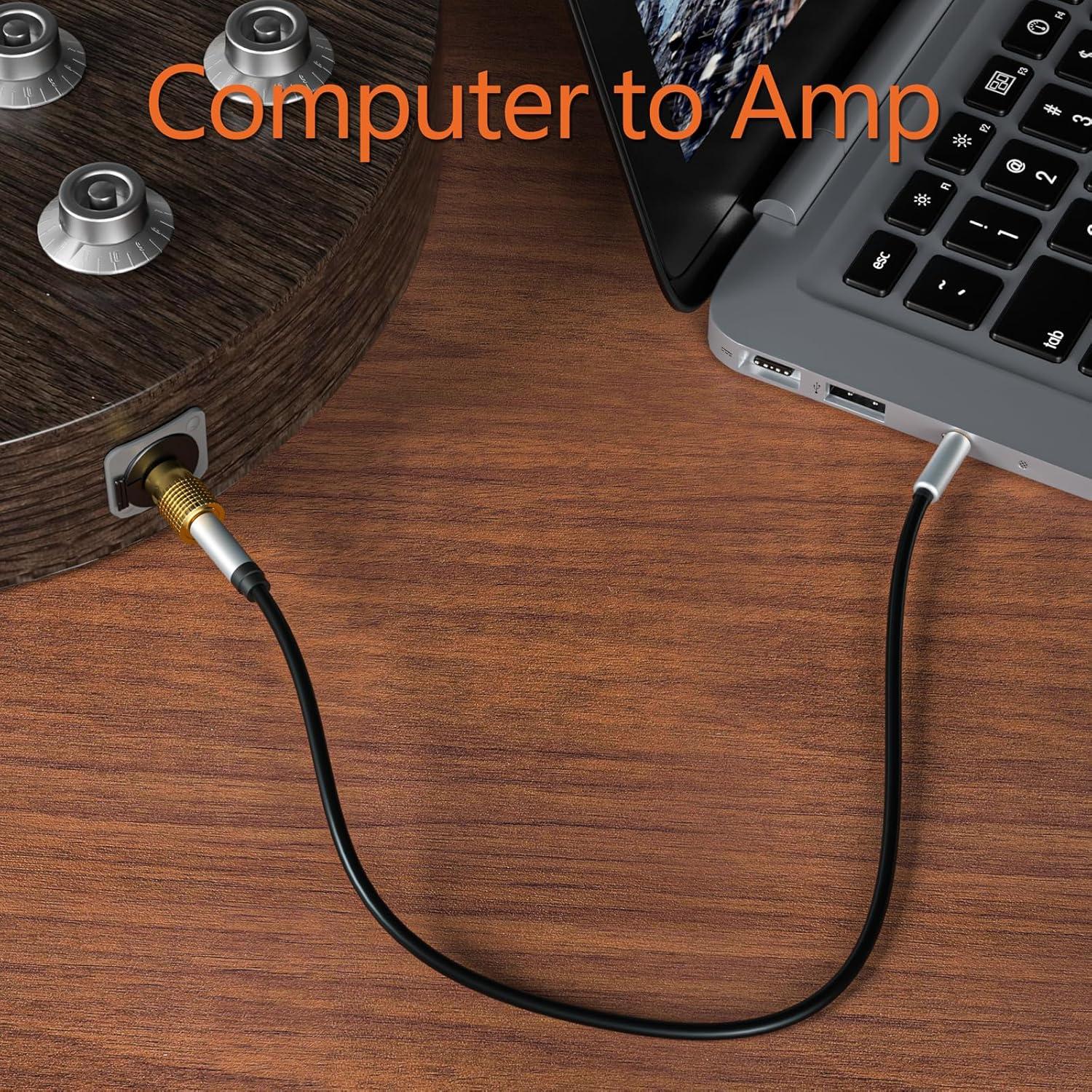 6.35mm (1/4 inch) Male to 3.5mm (1/8 inch) Female Stereo Audio Jack Headphone Adapter for Aux Cable,Guitar Amp,Headphones,Gold Plated 2 Pack