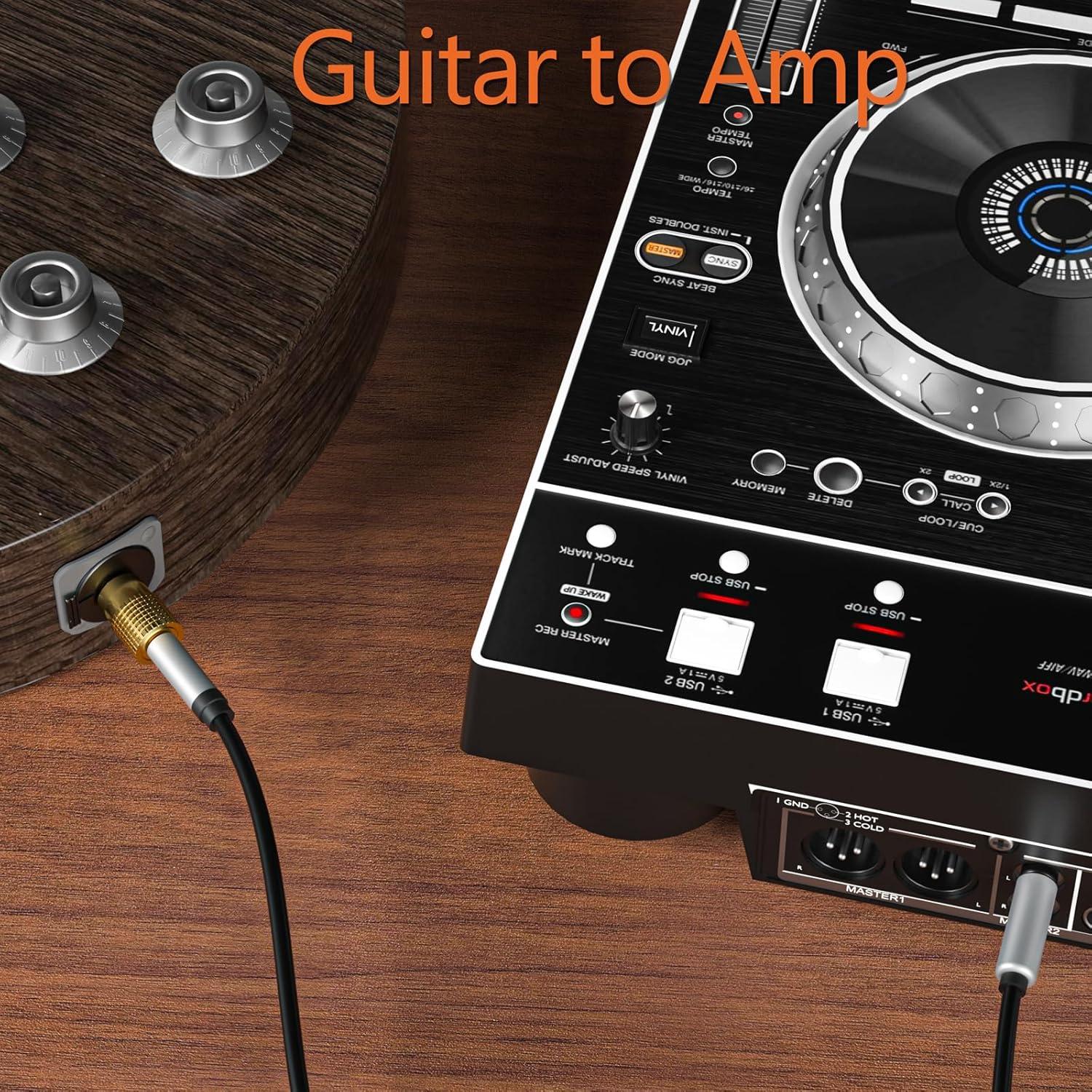 6.35mm (1/4 inch) Male to 3.5mm (1/8 inch) Female Stereo Audio Jack Headphone Adapter for Aux Cable,Guitar Amp,Headphones,Gold Plated 2 Pack