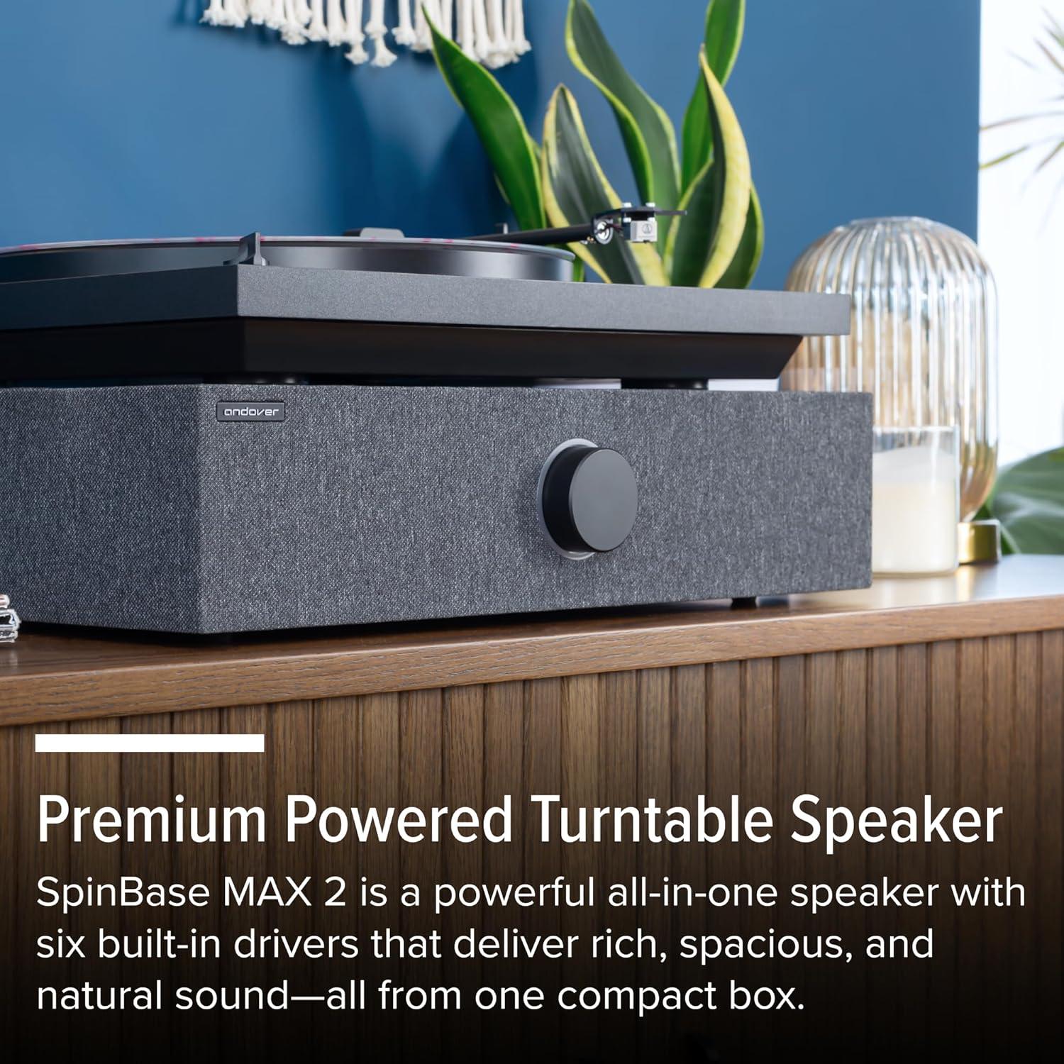 Altavoces Premium Andover Audio SpinBase MAX 2 - Bluetooth, Pre-Amplificador, Sonido Hi-Fi