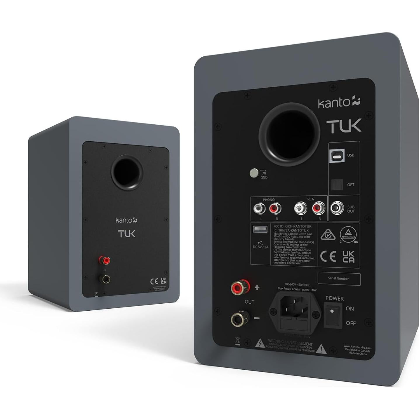 Altavoz Estantería Kanto TUK 5.25" Bluetooth DAC USB Gris Mate