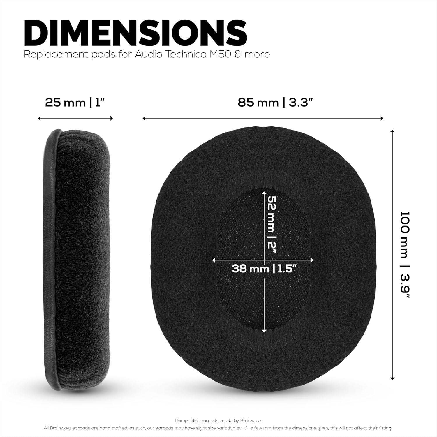 Almohadillas de terciopelo Brainwavz para auriculares Audio Technica