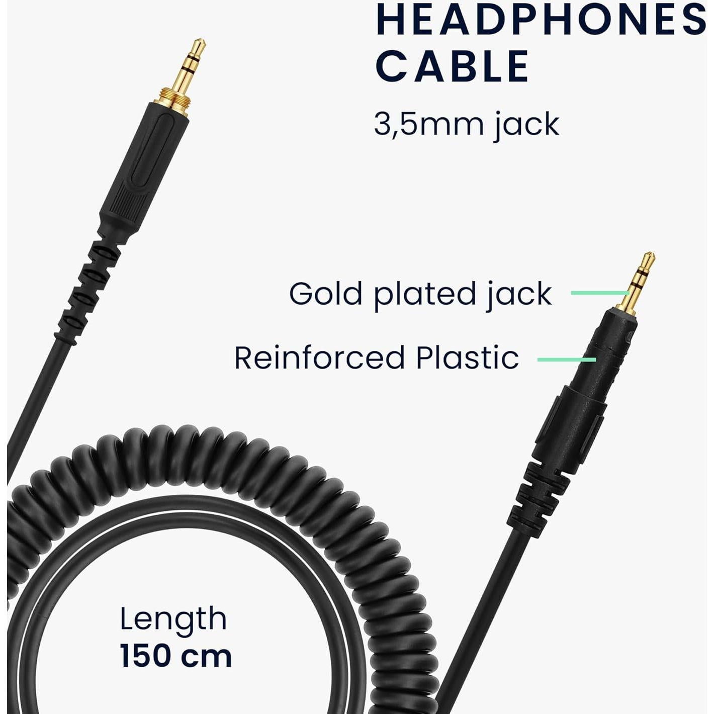 Cable de Auriculares 100cm kwmobile para AudioTechnica ATH-M50X/M40X/M60X/M70X