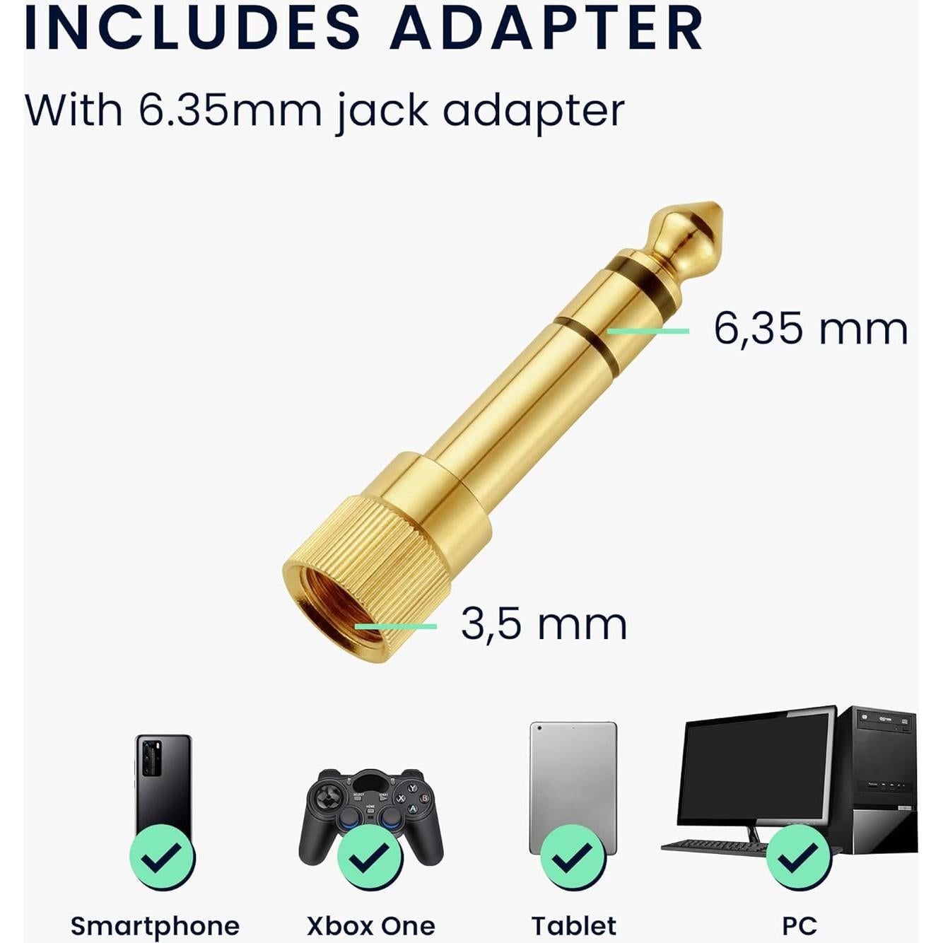 Cable de Auriculares 100cm kwmobile para AudioTechnica ATH-M50X/M40X/M60X/M70X