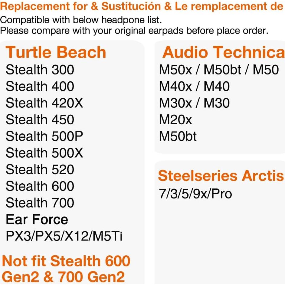 Almohadillas de Reemplazo TENNMAK para Turtle Beach y Audio Technica