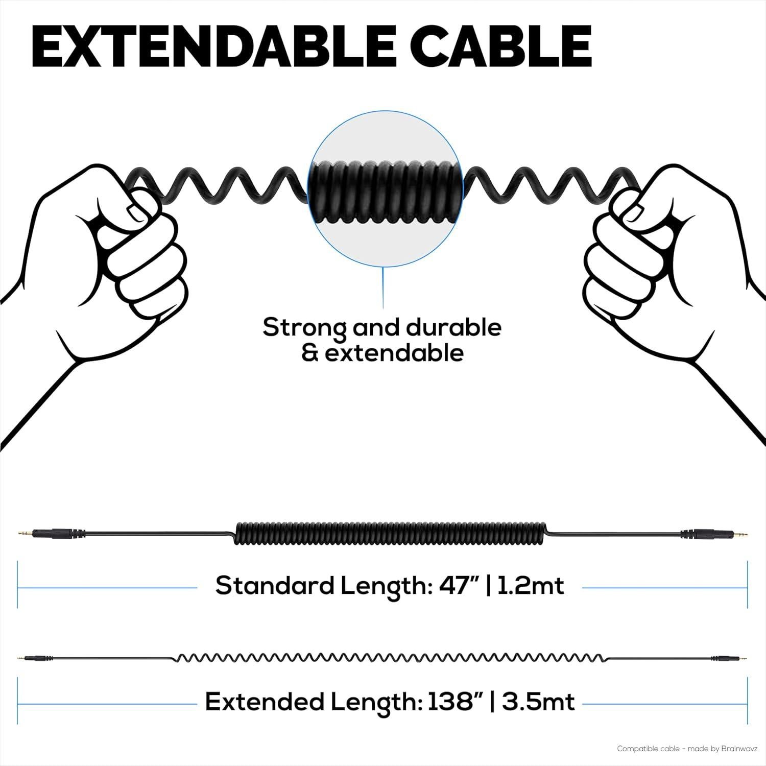 Cable de Audio Enrollado Brainwavz 1.2m a 3.5m para ATH-M50x