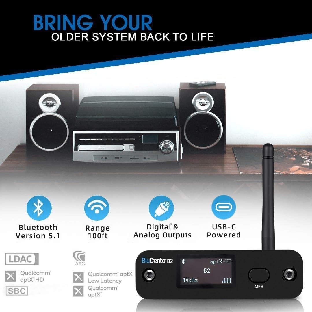 Receptor Bluetooth Hi-Fi BluDento B2 con DAC ESS y Pantalla OLED